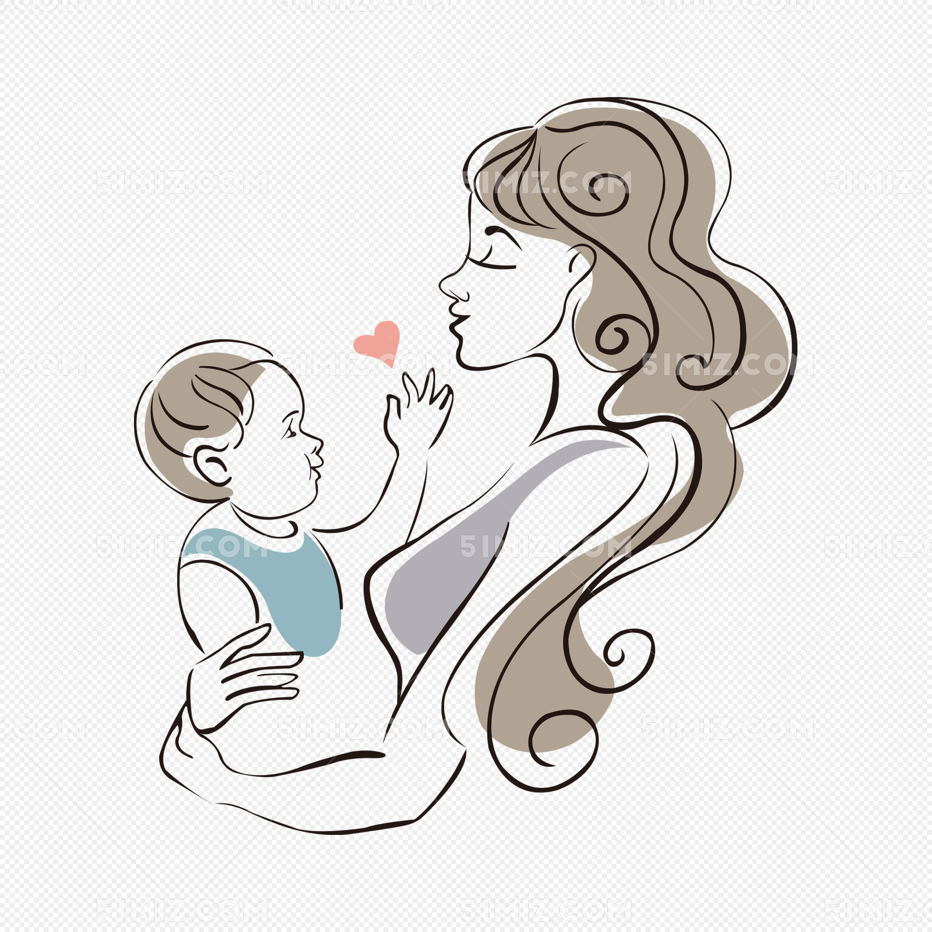 أم، رسم كاريكتوري، تصوير، ب، إمرأة, أم تحمل الطفل, والقمر الأصفر, والنجوم الصفراء PNG وملف PSD ...