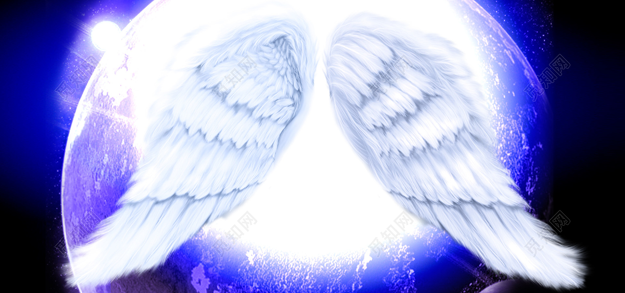 天使的翅膀蓝色地球背景免费下载 觅知网