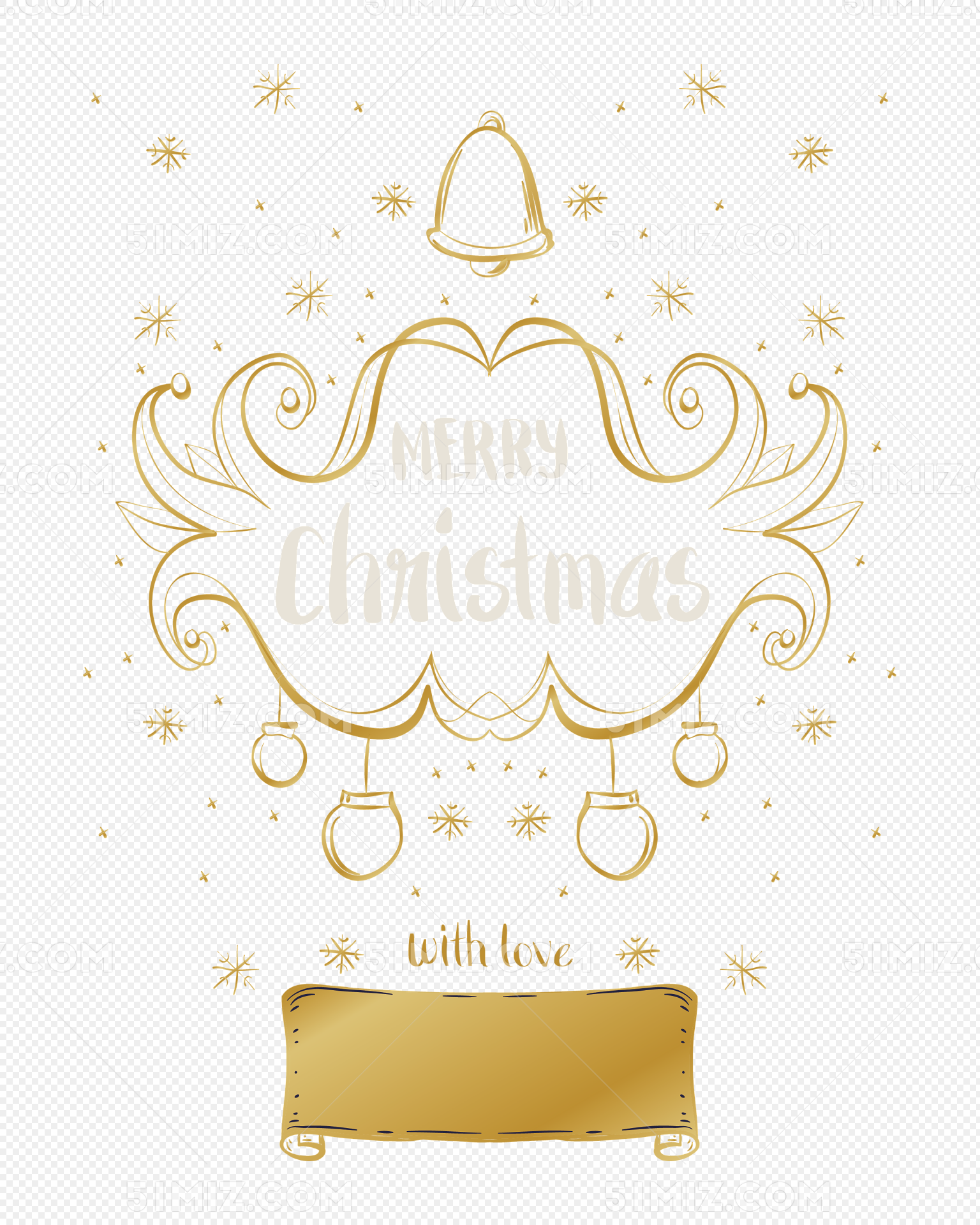 金色线条圣诞标题框图片素材免费下载 觅知网