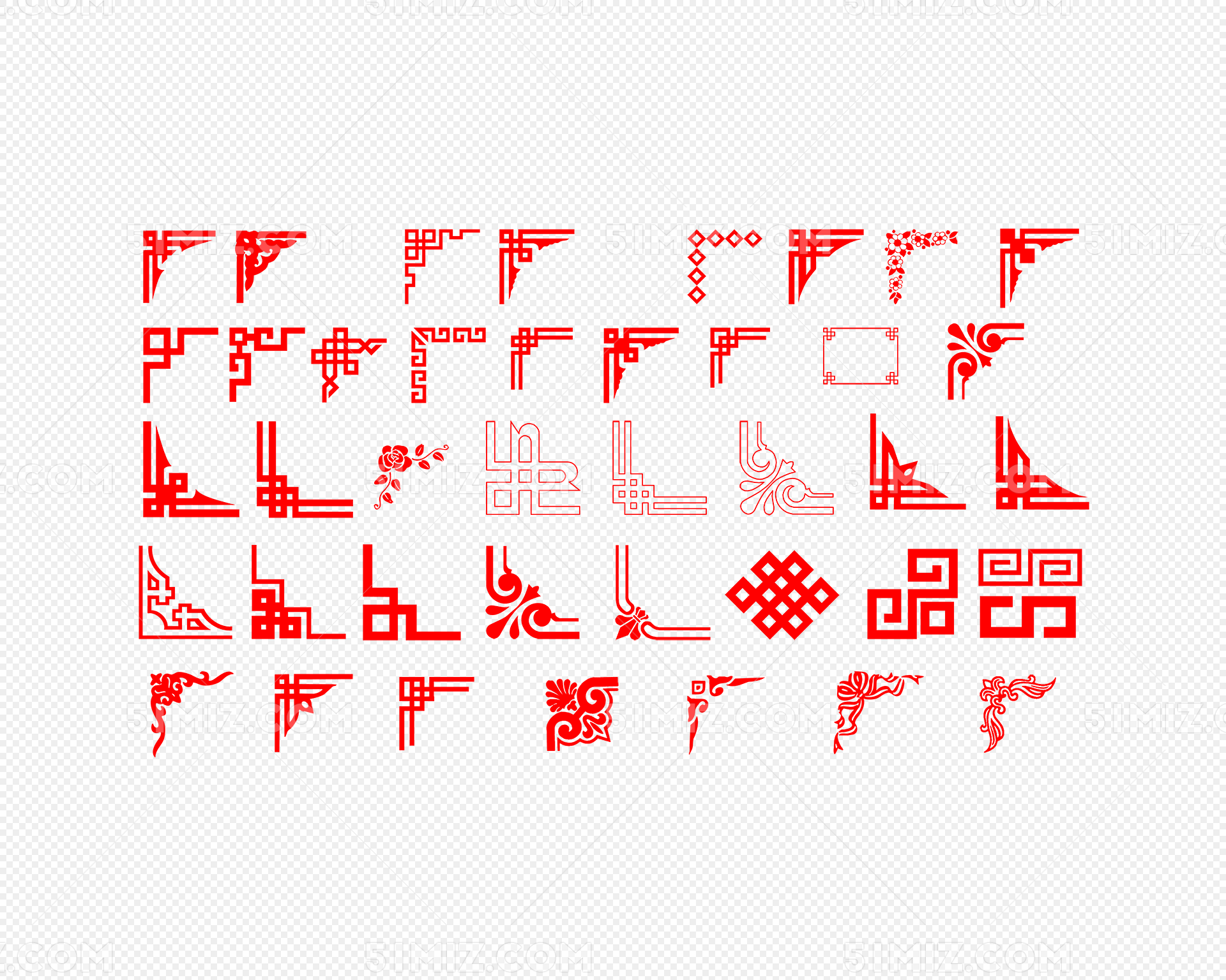 红色喜庆中式中国风花纹边框图片素材免费下载 - 觅知网