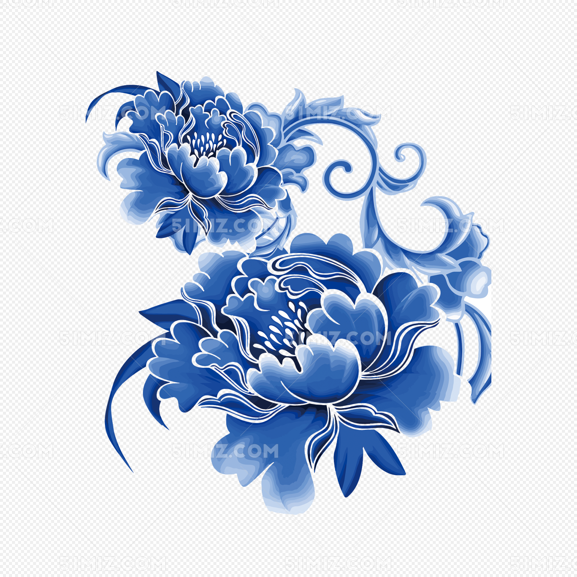 中国风青花瓷花纹边框集合图片素材免费下载 - 觅知网