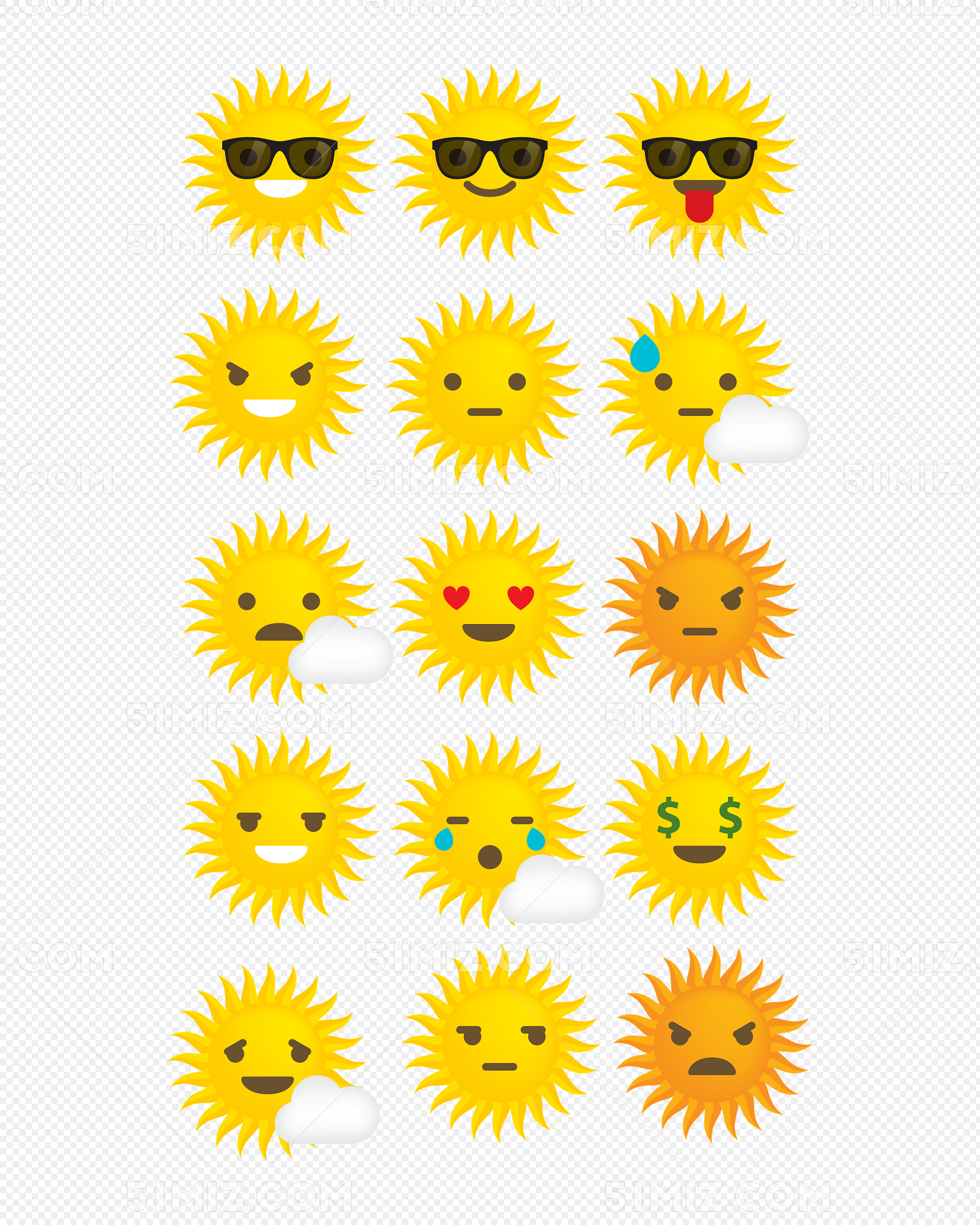 可爱太阳表情素材免费下载 - 觅知网