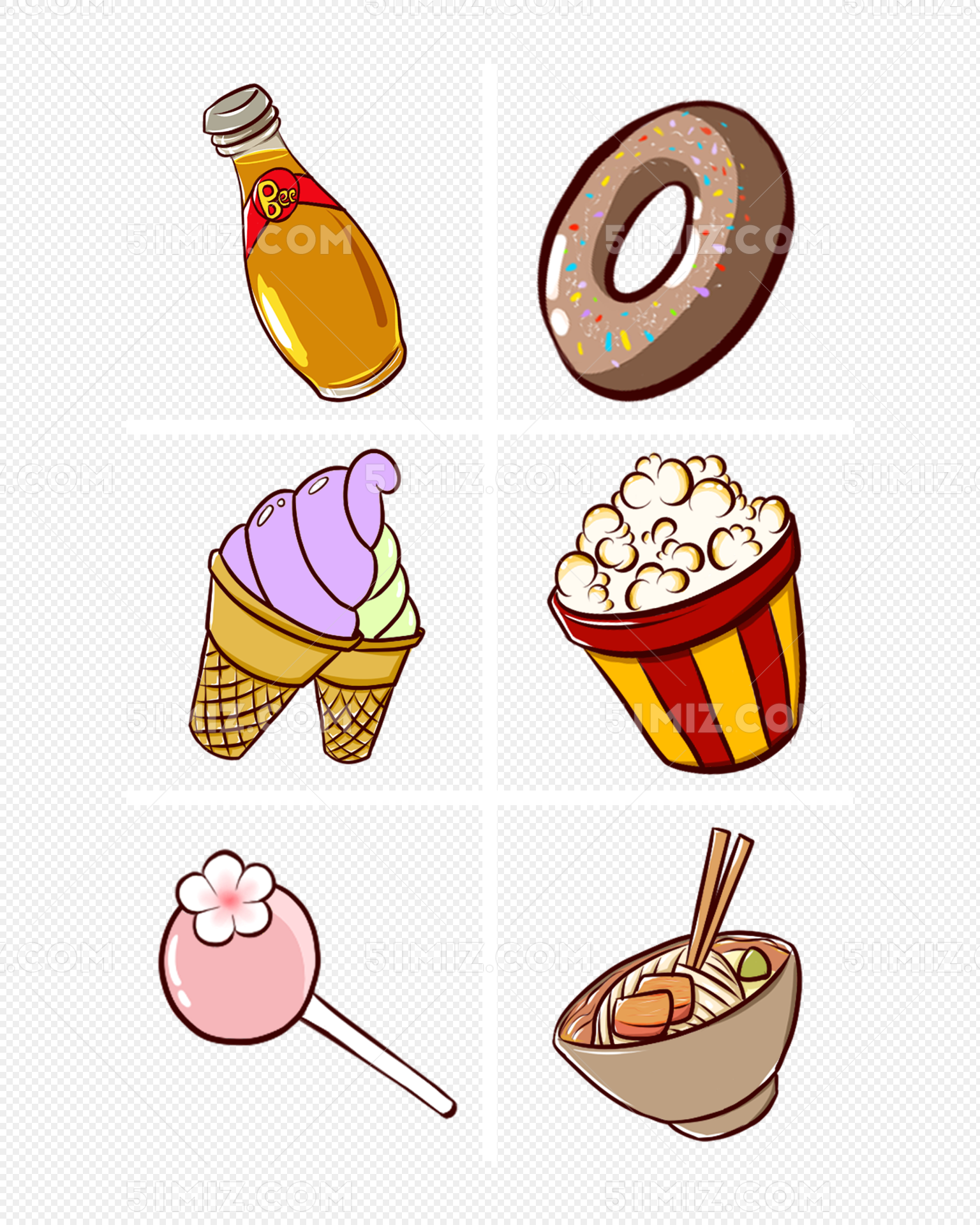 创意卡通零食食物角色形象插画元素 - 模板 - Canva可画