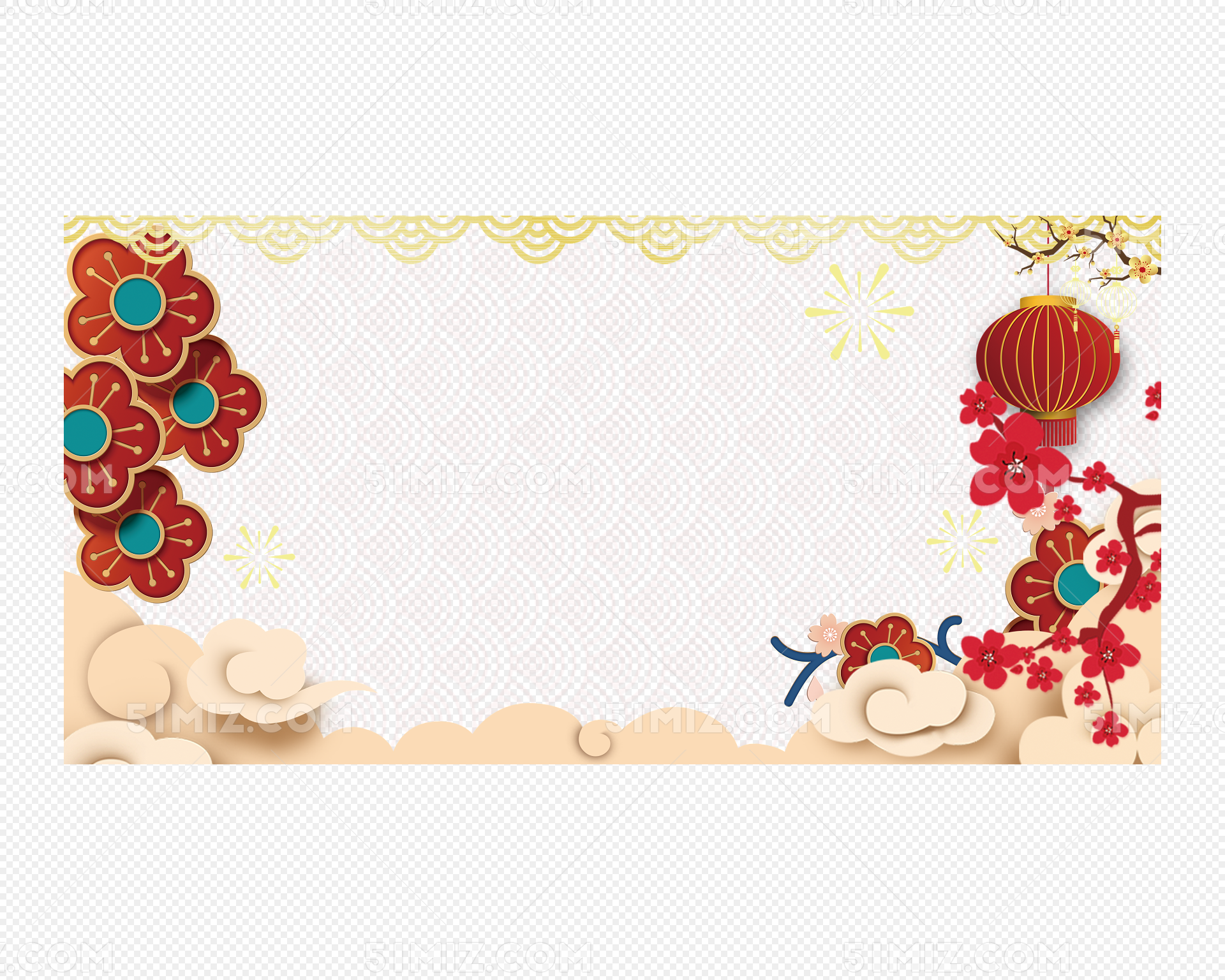 中国风花纹红色边框元素图片素材免费下载 - 觅知网