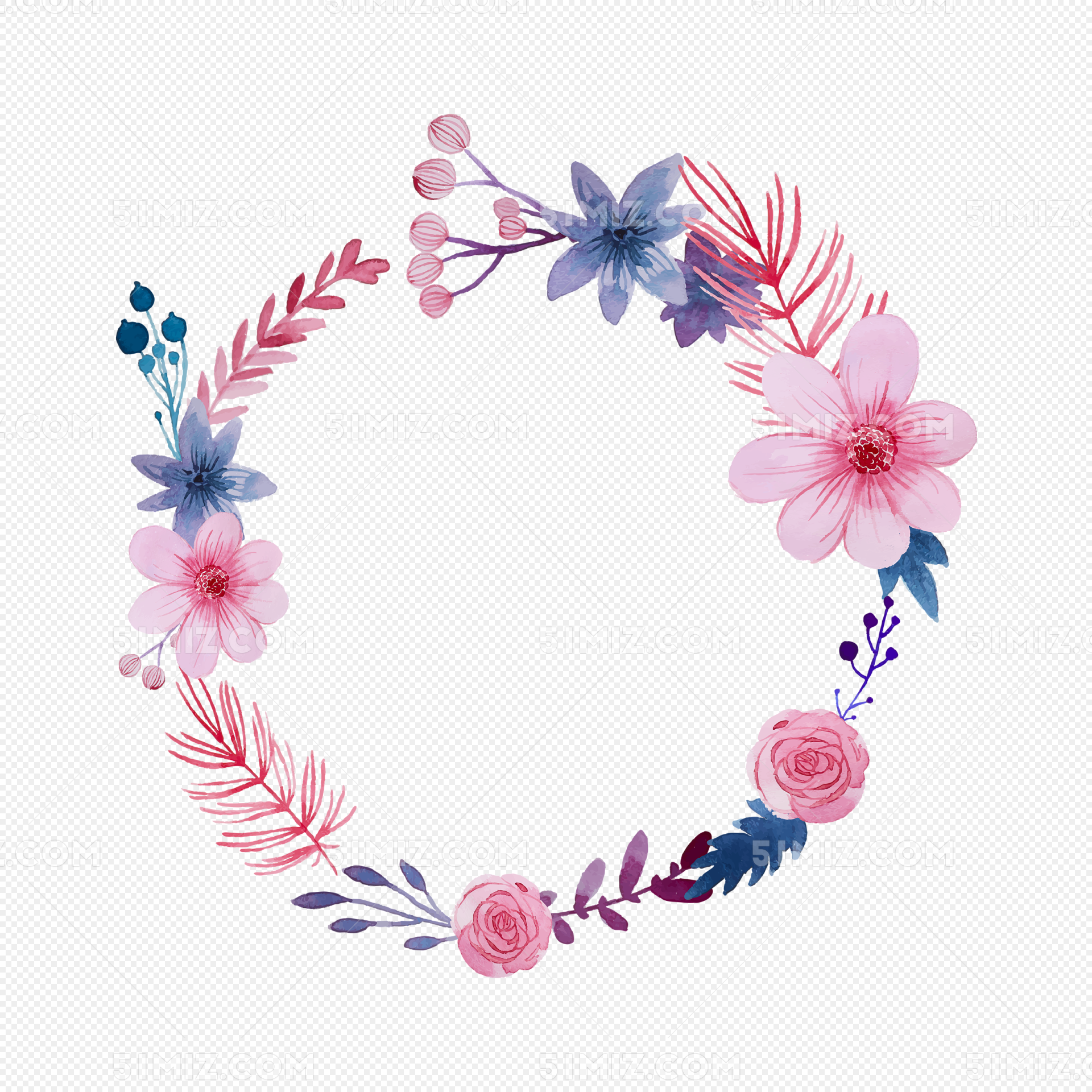 森系花环粉色花朵图片素材免费下载 - 觅知网