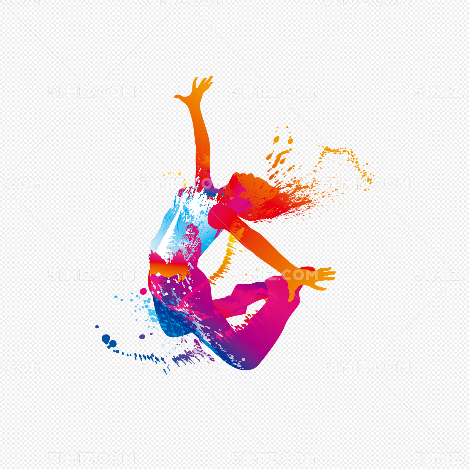 创意水墨彩绘舞蹈人物插画免抠图片素材免费下载 - 觅知网