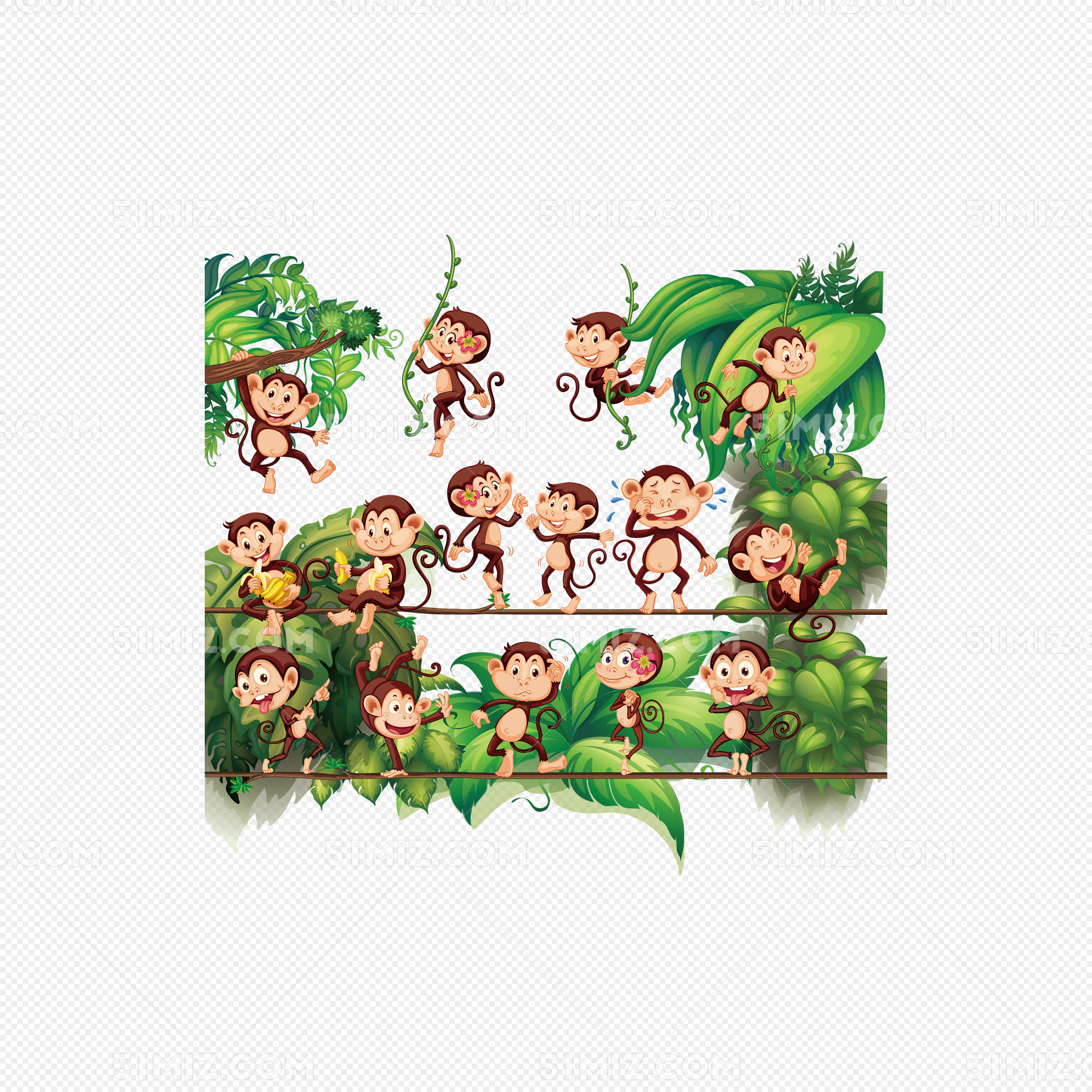 丛林小猴|插画|儿童插画|小胖菜 - 原创作品 - 站酷 (ZCOOL)