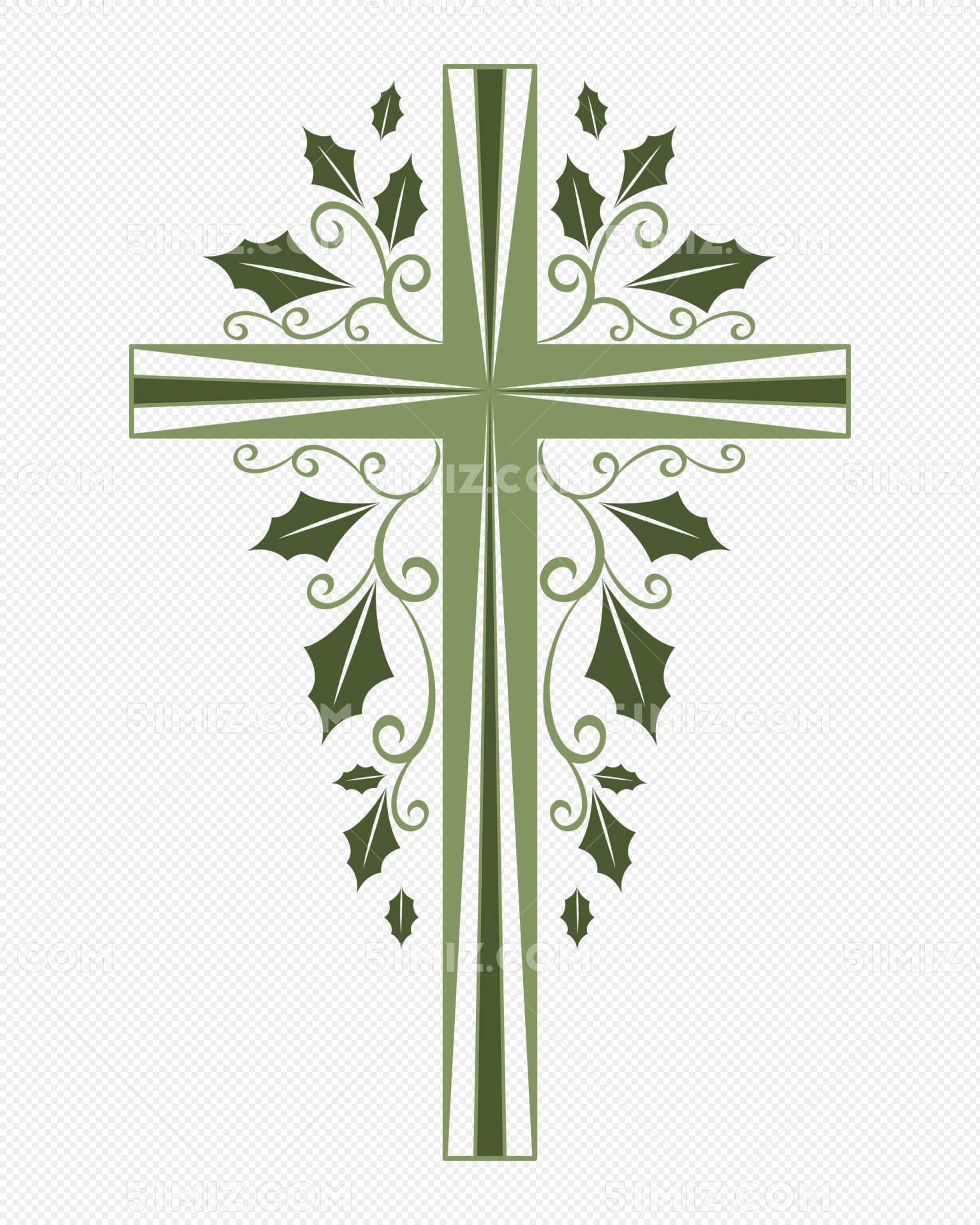 绿色冬青树藤十字架图片素材免费下载 觅知网