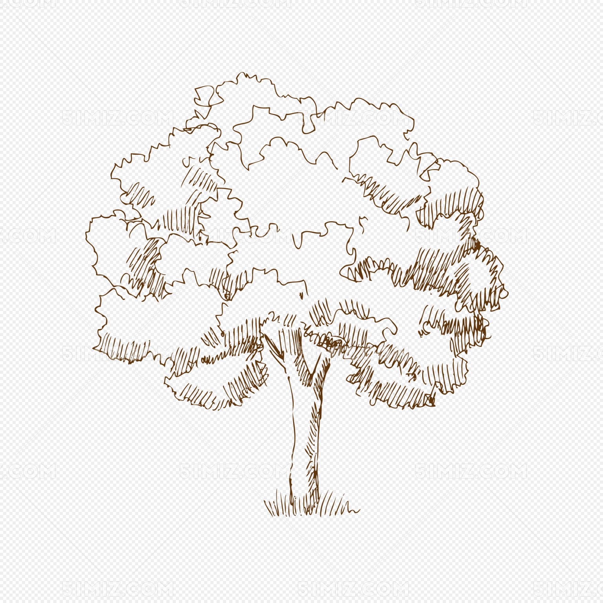 手绘素描树木集图片素材-编号24447660-图行天下