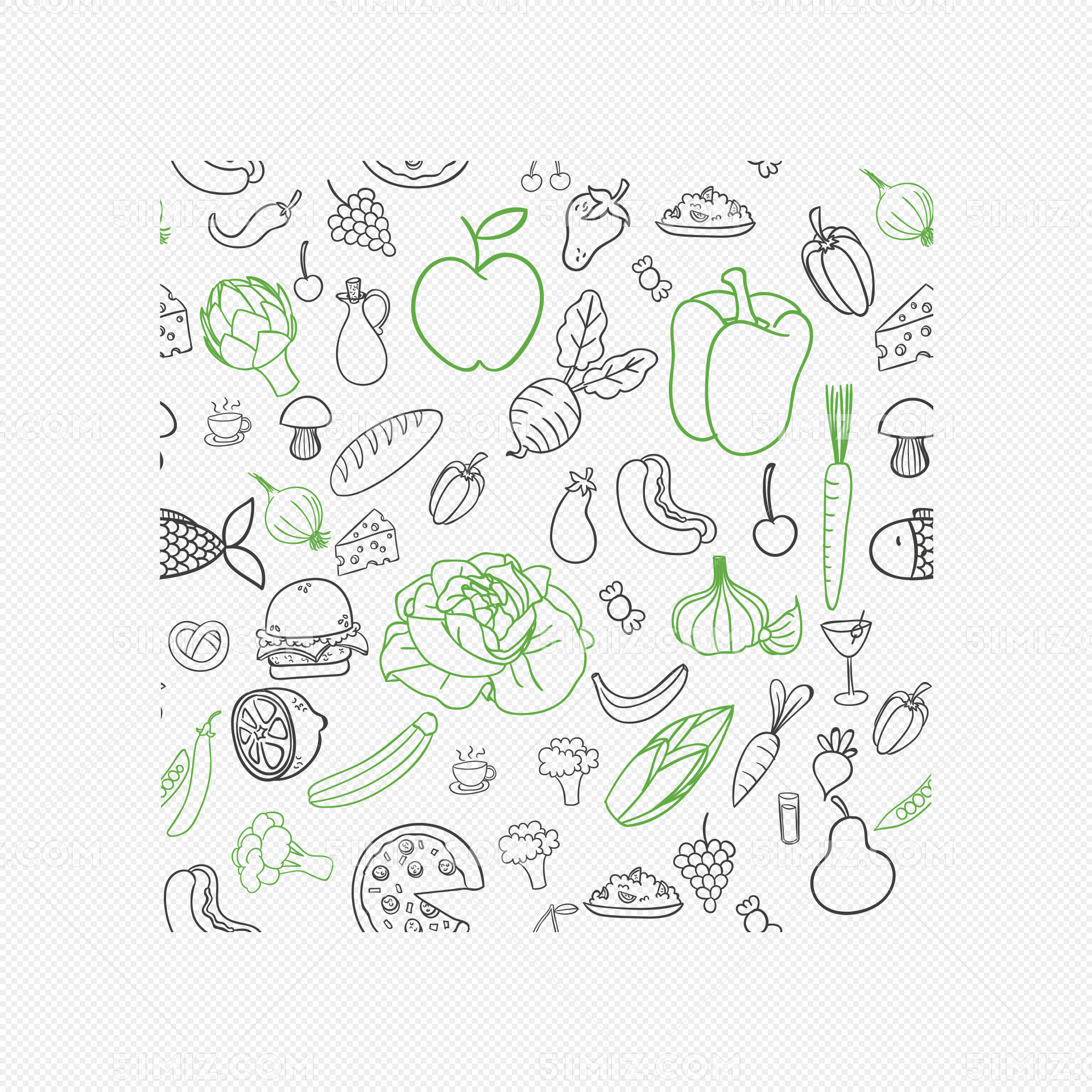 青菜的简笔画 青菜怎么画步骤-蔬菜简笔画-欣欣简笔画