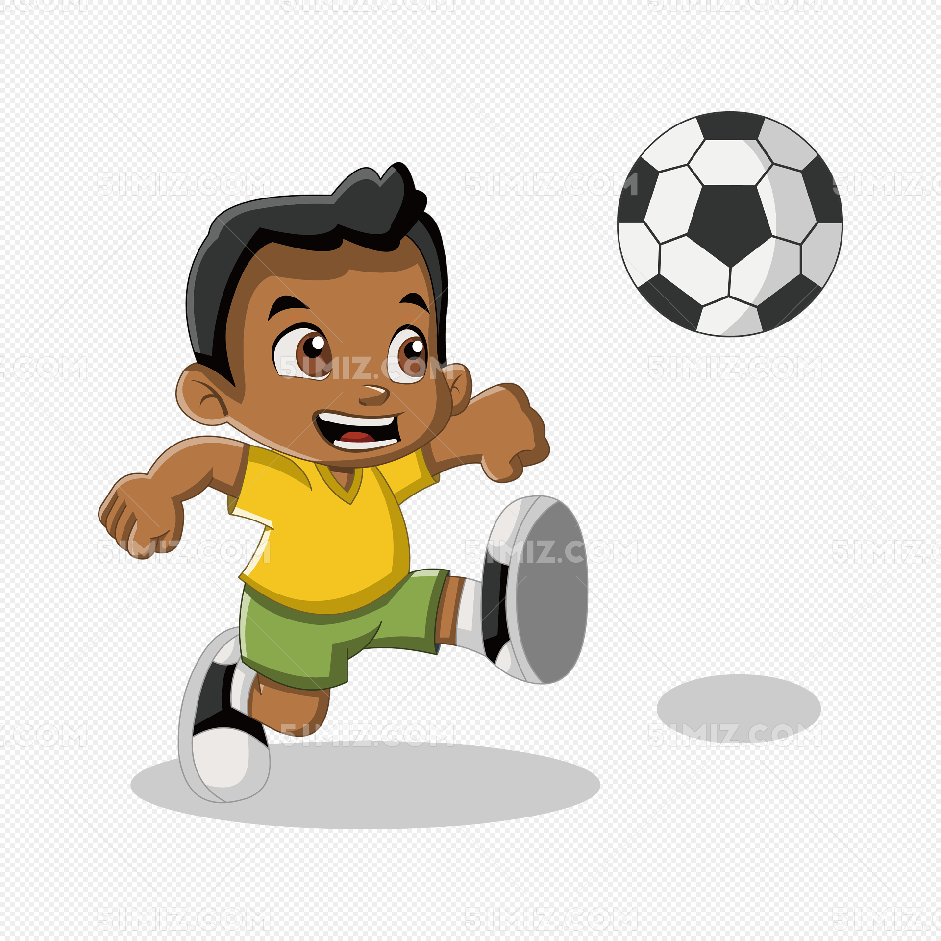 世界杯绿色卡通足球小将免抠素材矢量免费下载 - 觅知网