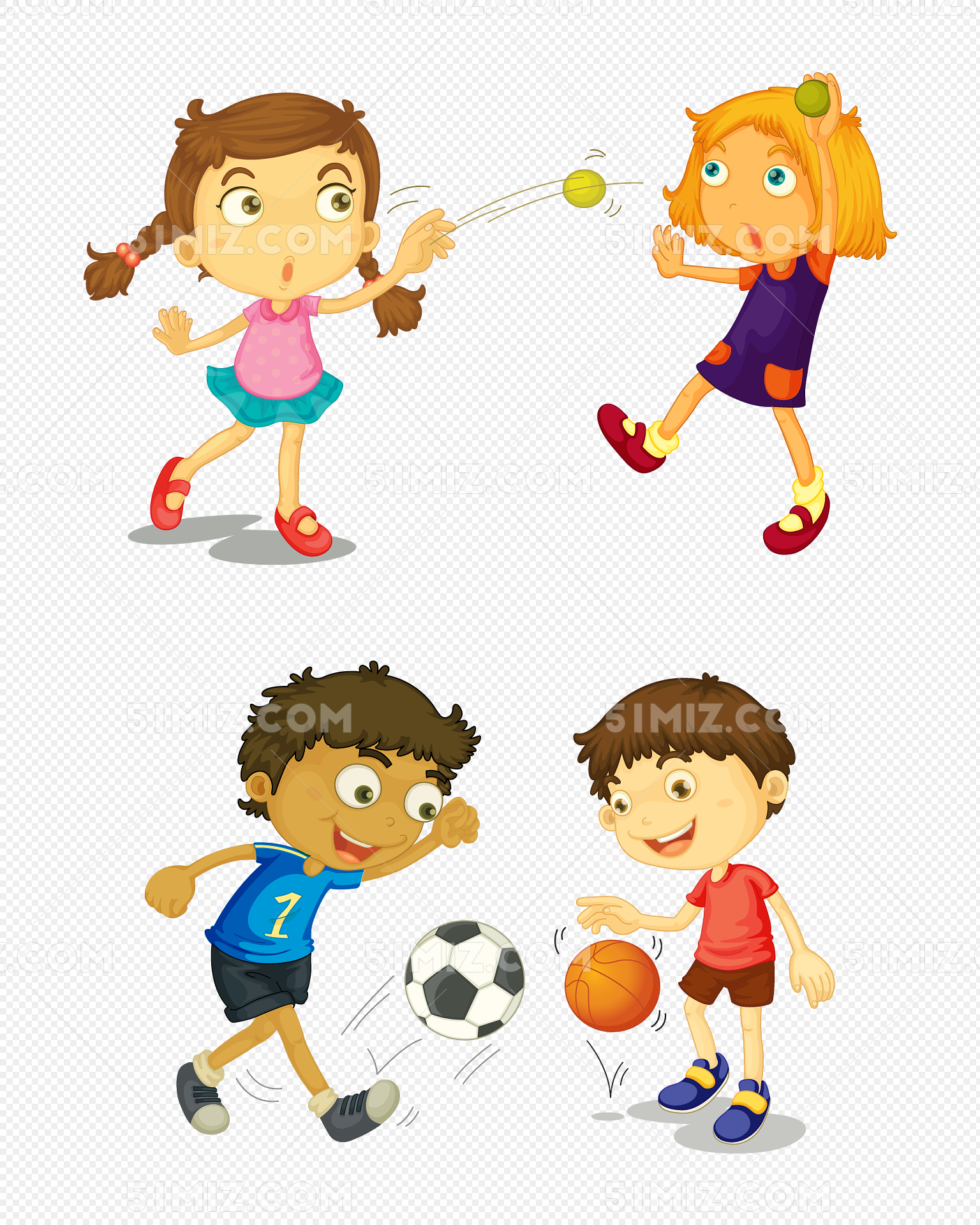 开学操场上男生女生有的在踢球有的在玩耍儿童插画图片素材免费下载 - 觅知网