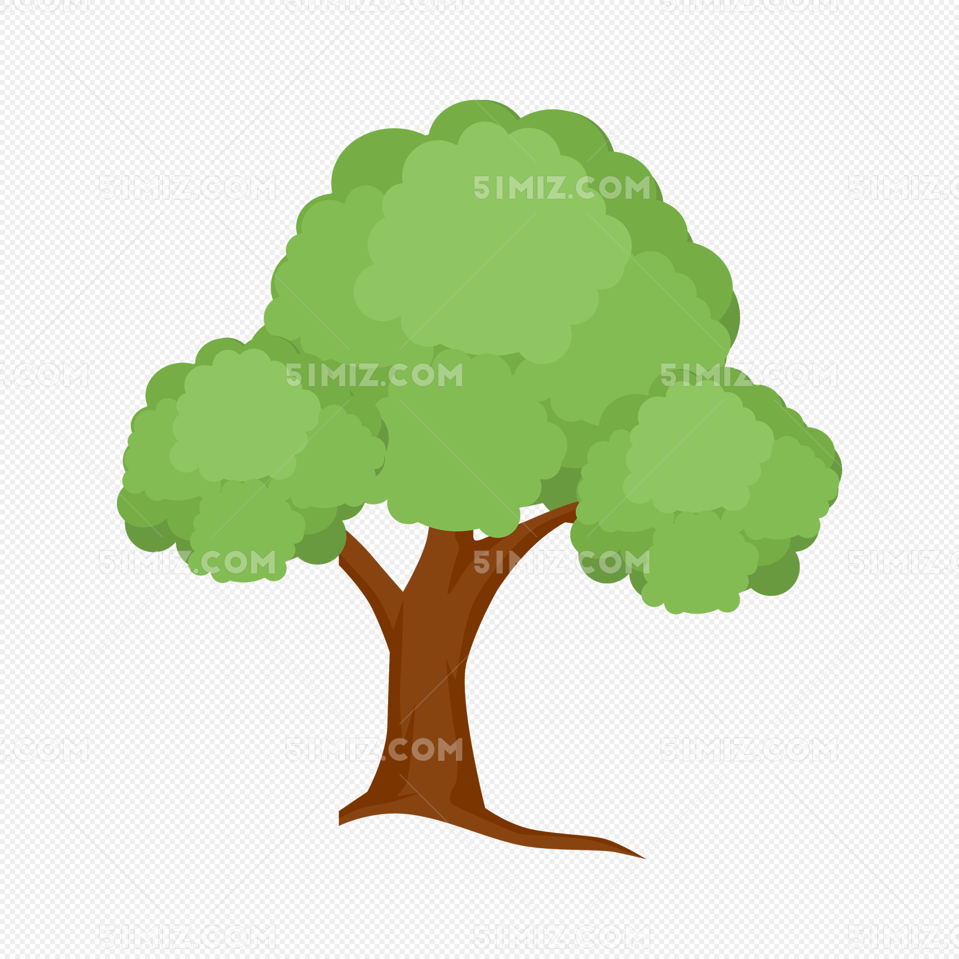 绿色卡通的小树插画图片_动漫卡通_插画绘画-图行天下素材网
