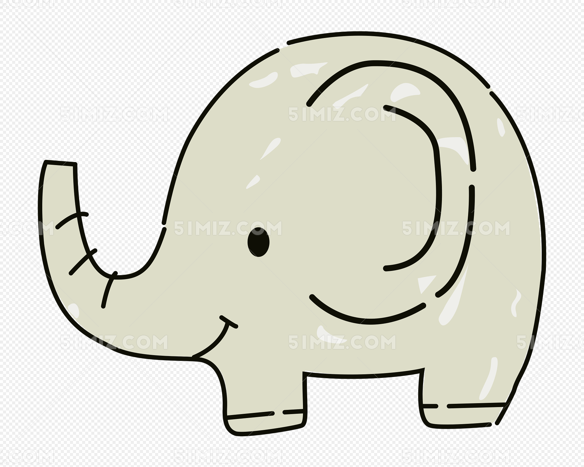可爱大象的简笔画画法教程💛巧艺网