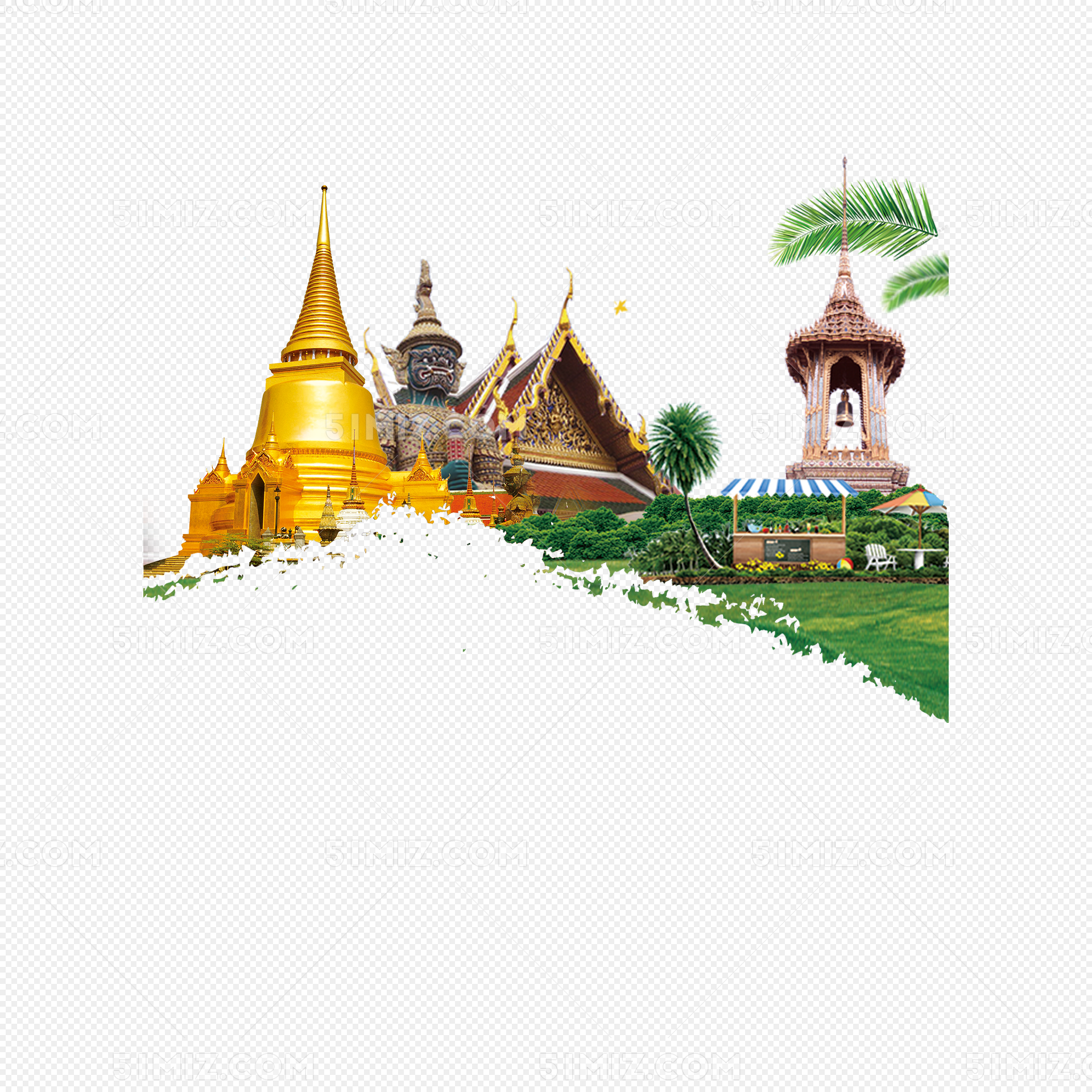 手绘泰国旅游景点矢量图免费下载_psd格式_650像素_编号33578837-千图网
