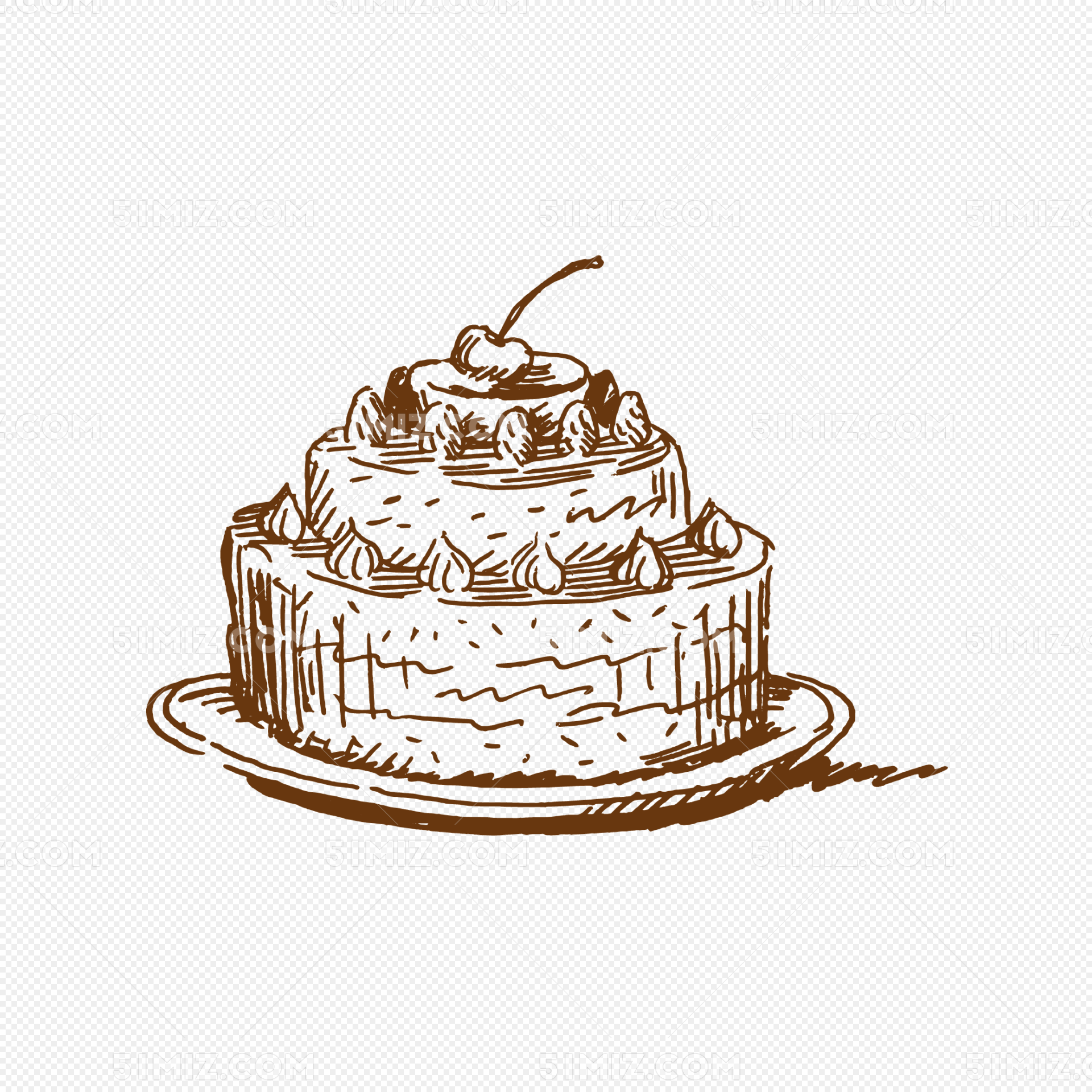 彩色三层生日蛋糕简笔画画法图片步骤 咿咿呀呀儿童手工网