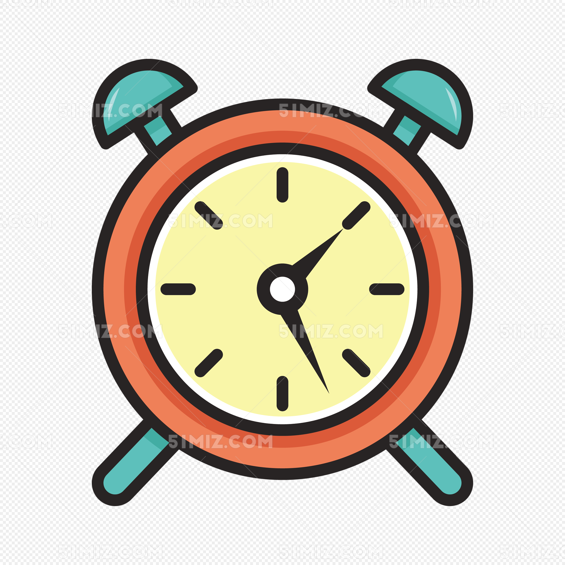 Cute Alarm Clock Clipart Vector, Blue Alarm Clock Hand Drawn Illustration, Clock Clipart, Blue ...