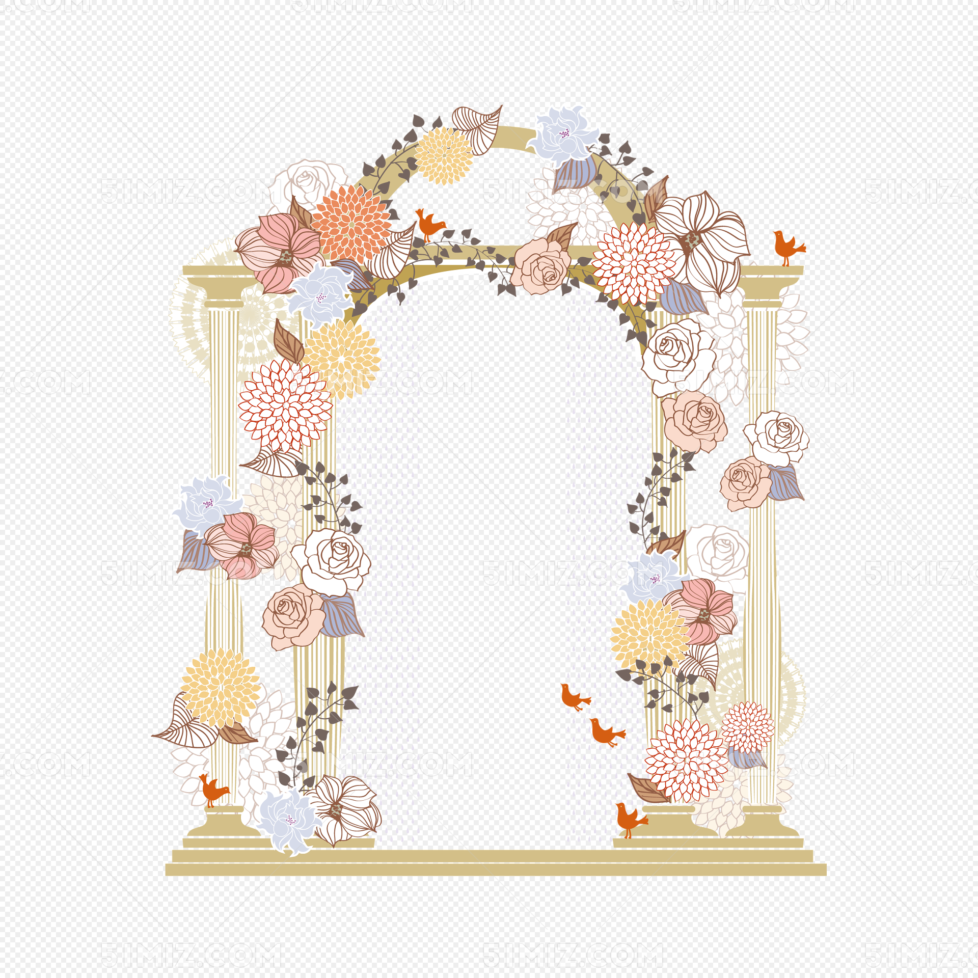 婚礼拱门上装饰着鲜花照片摄影图片_ID:313421281-Veer图库