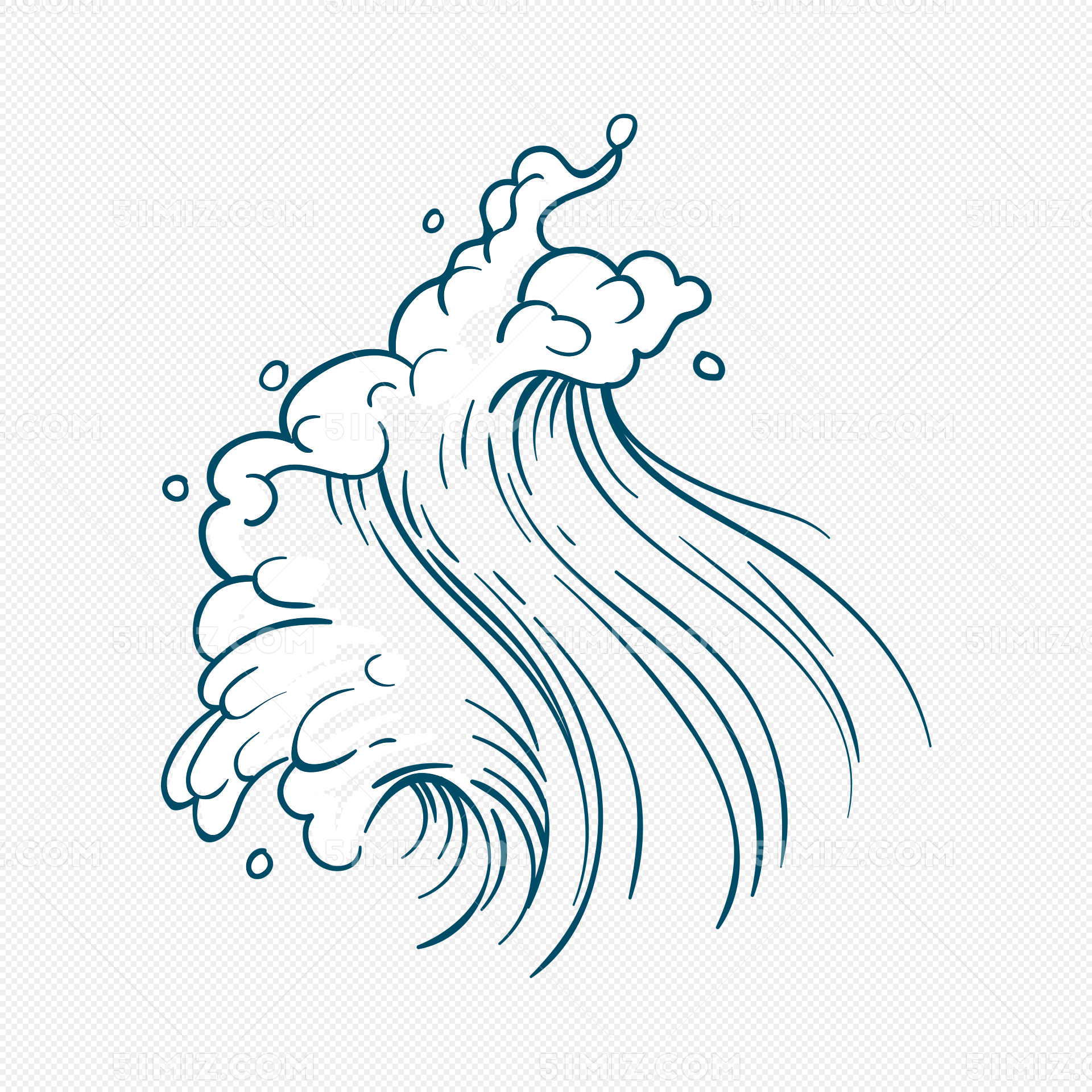 日式传统复古矢量海洋波浪图纹 _ 果觅网（gooodme）