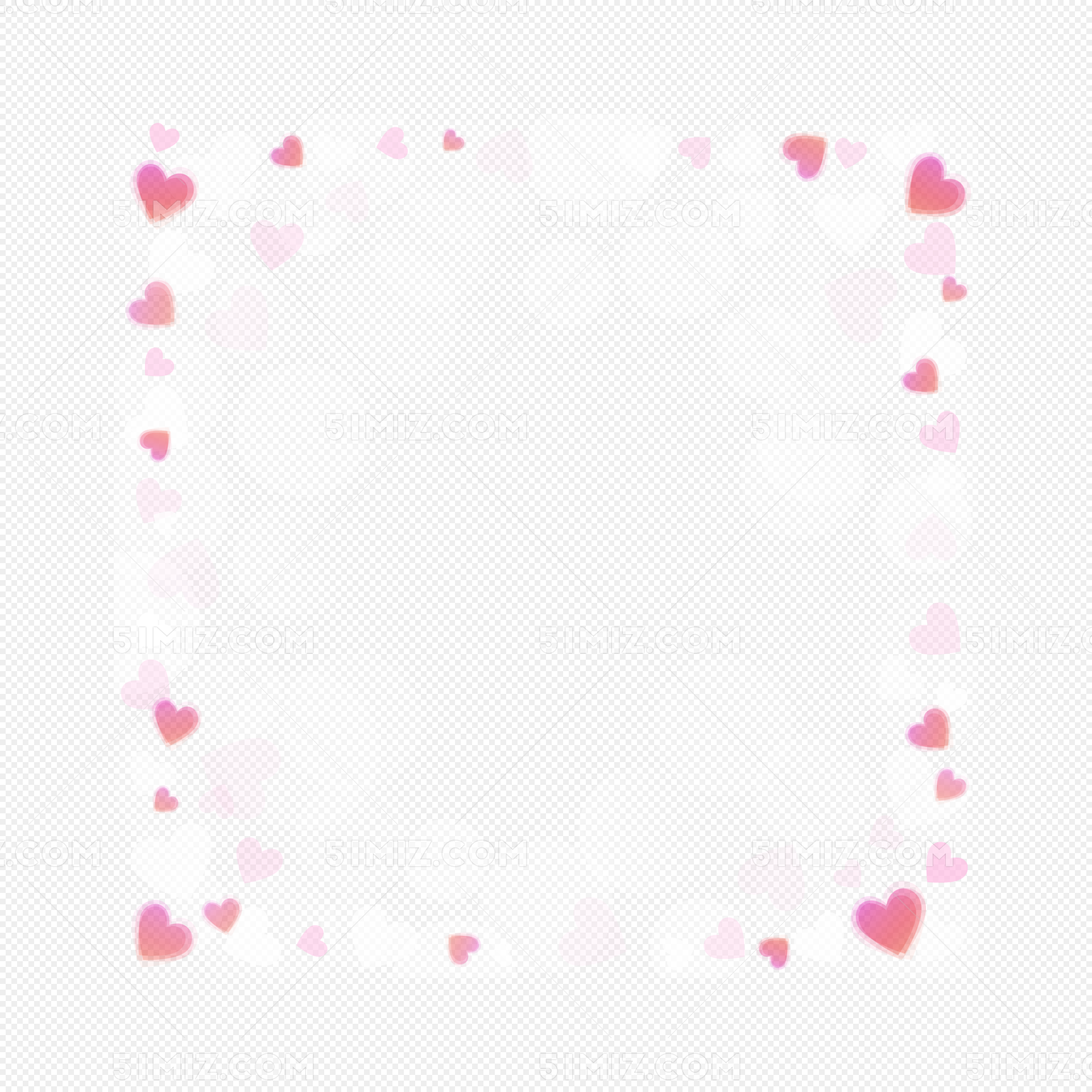 粉色爱心边框插画图片_纹理边框_设计元素-图行天下素材网