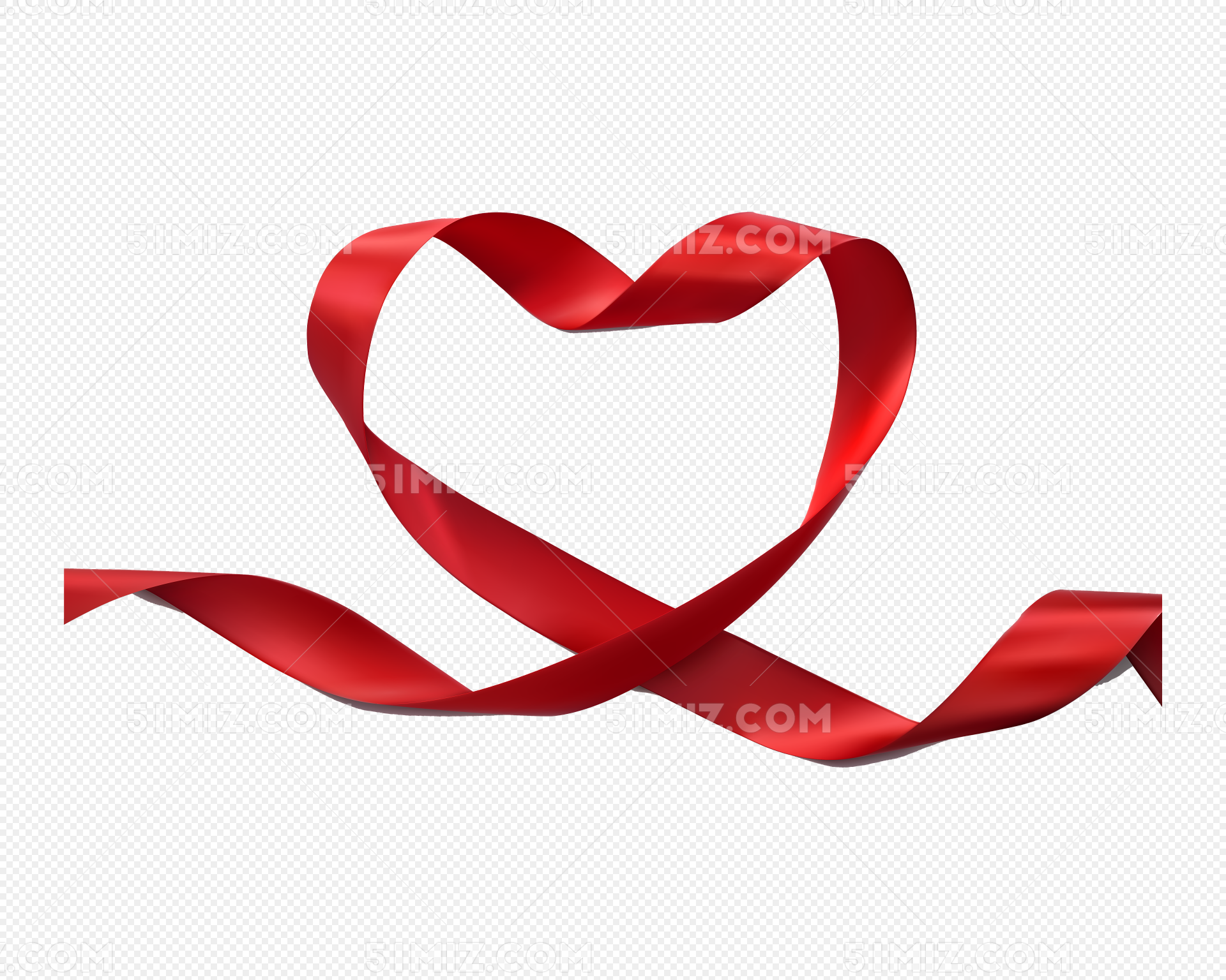 红色爱心丝带装饰素材免费下载 - 觅知网