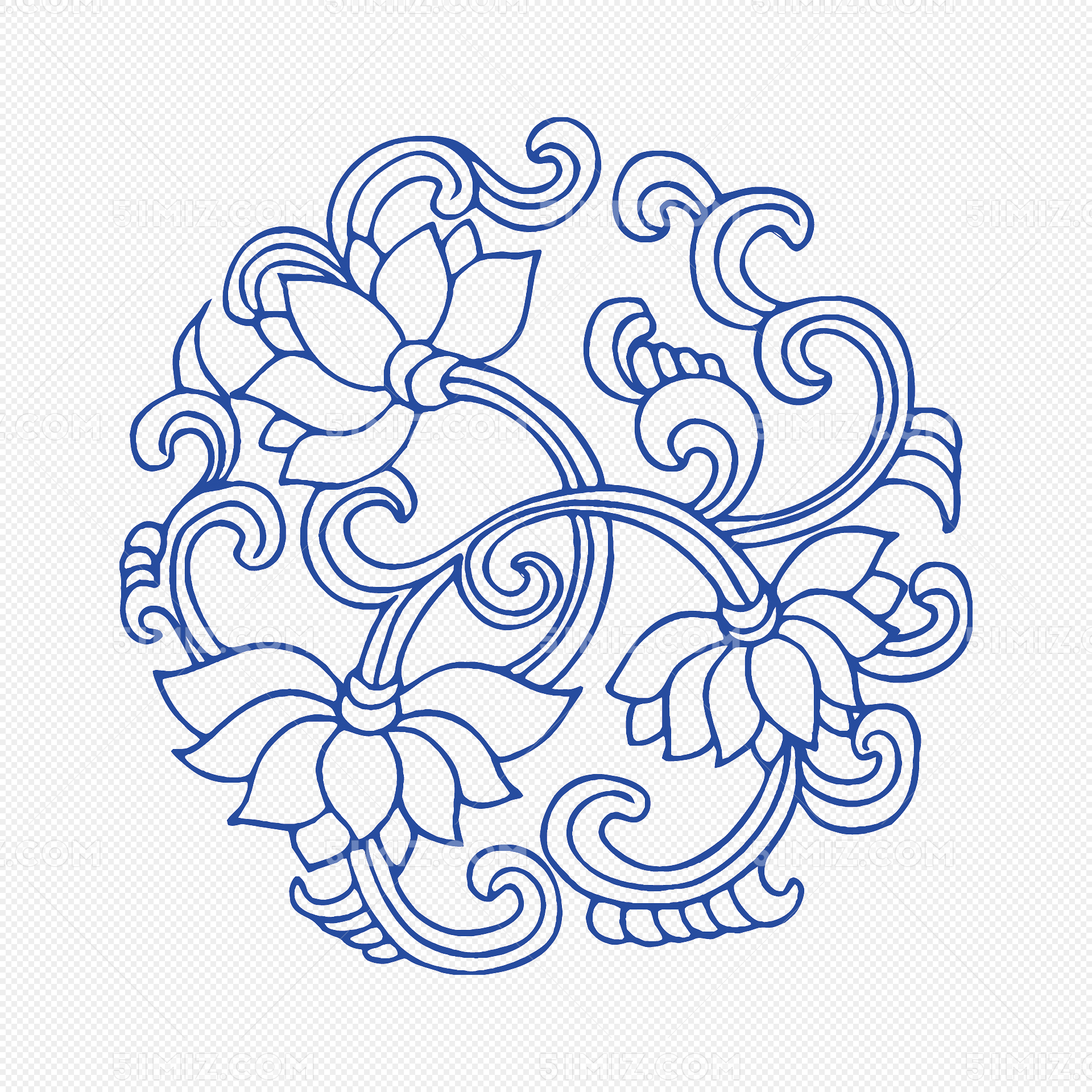 矢量青花瓷花纹之牡丹图片素材免费下载 - 觅知网