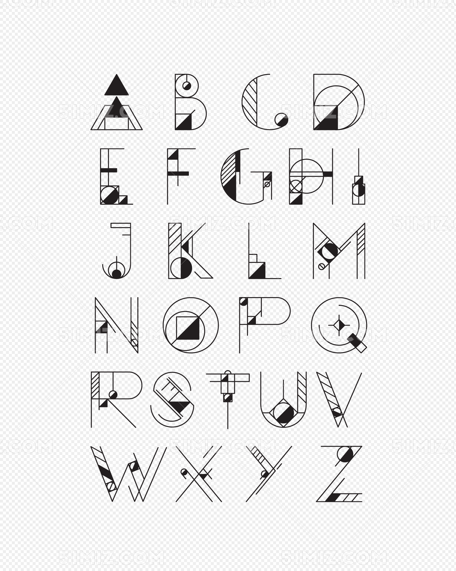 创意中文字体设计技法：几何造字 | 设计达人