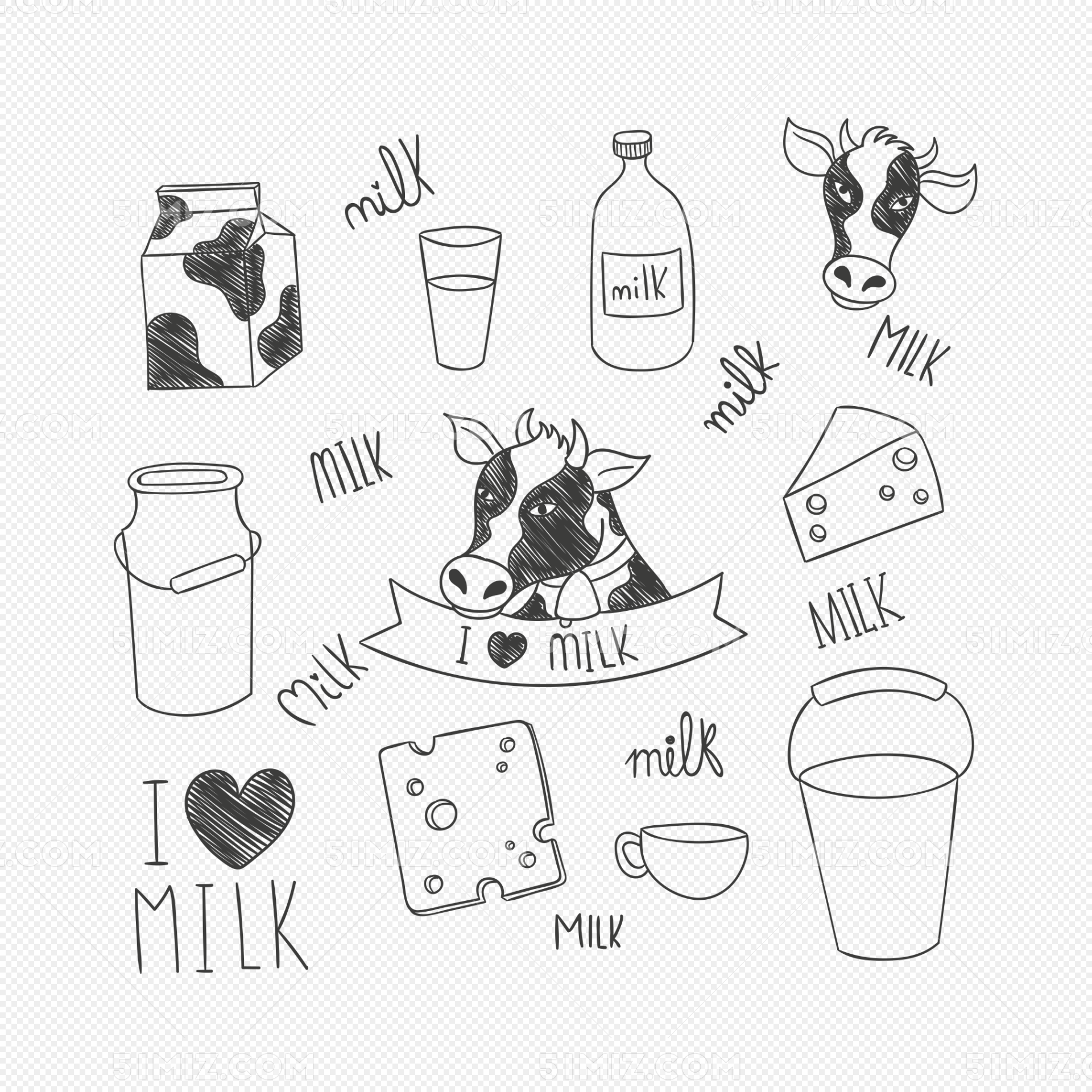 卡通手绘牛奶图片素材免费下载 - 觅知网