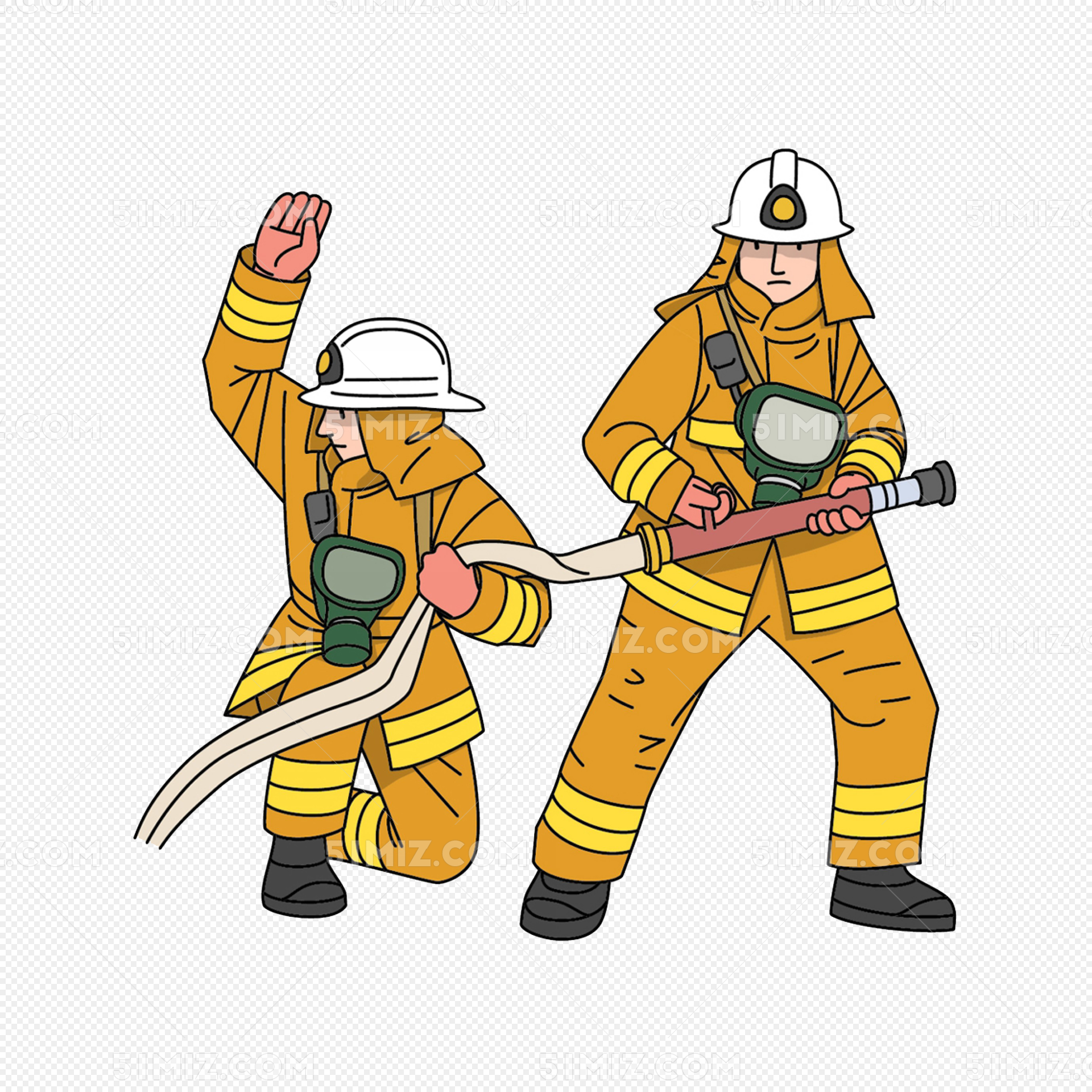 手绘消防员灭火插画图片-图行天下素材网