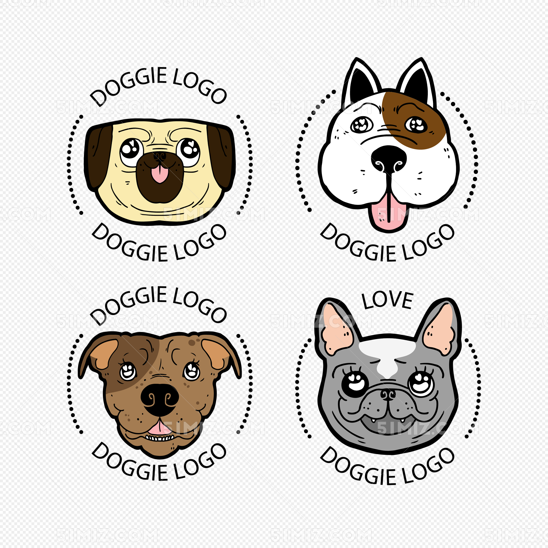 4款创意宠物狗商务标志矢量图图片素材免费下载 - 觅知网