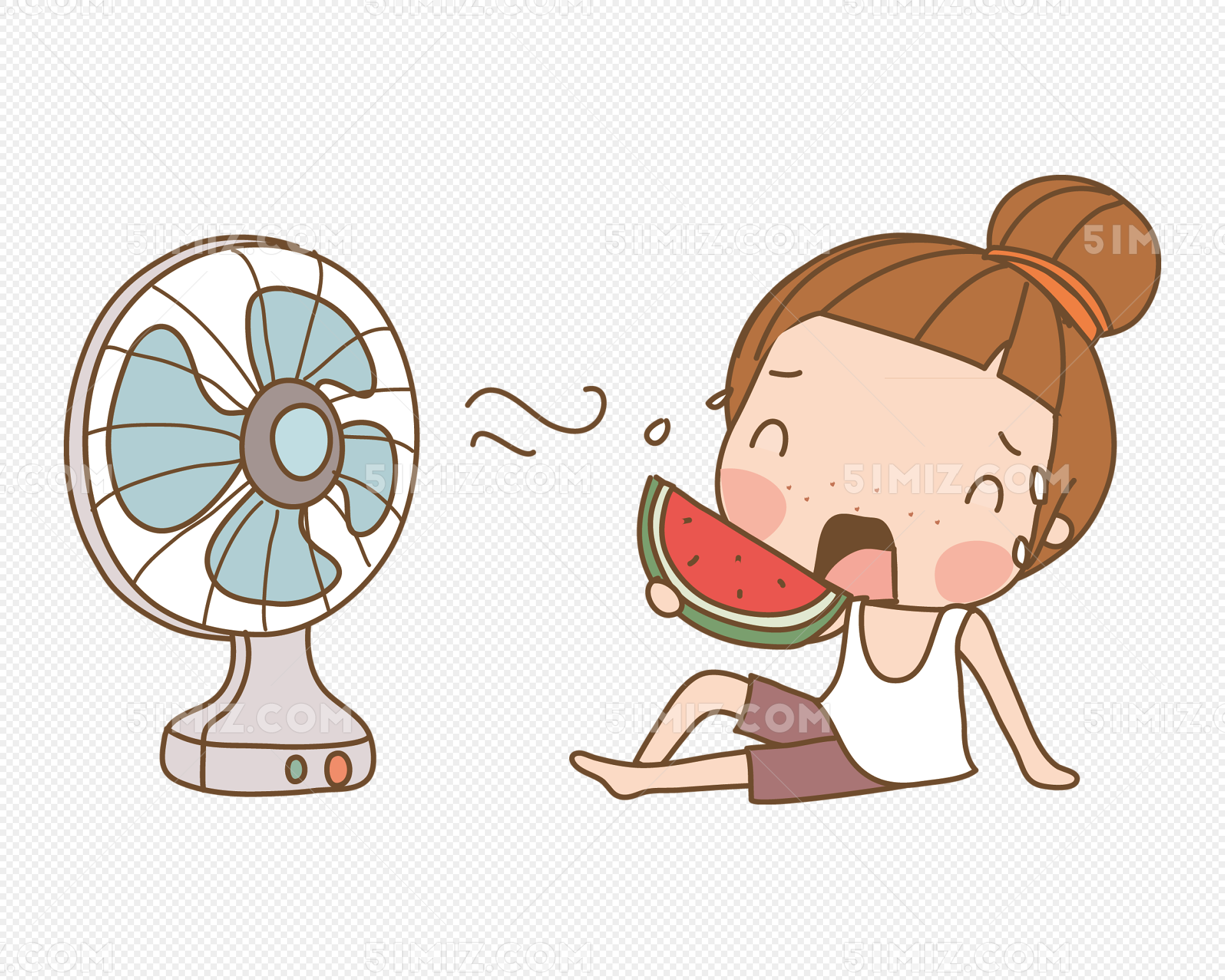 夏日元素抱着西瓜的可愛女孩AI圖案素材免費下載，圖片尺寸3543 × 3543px - Lovepik