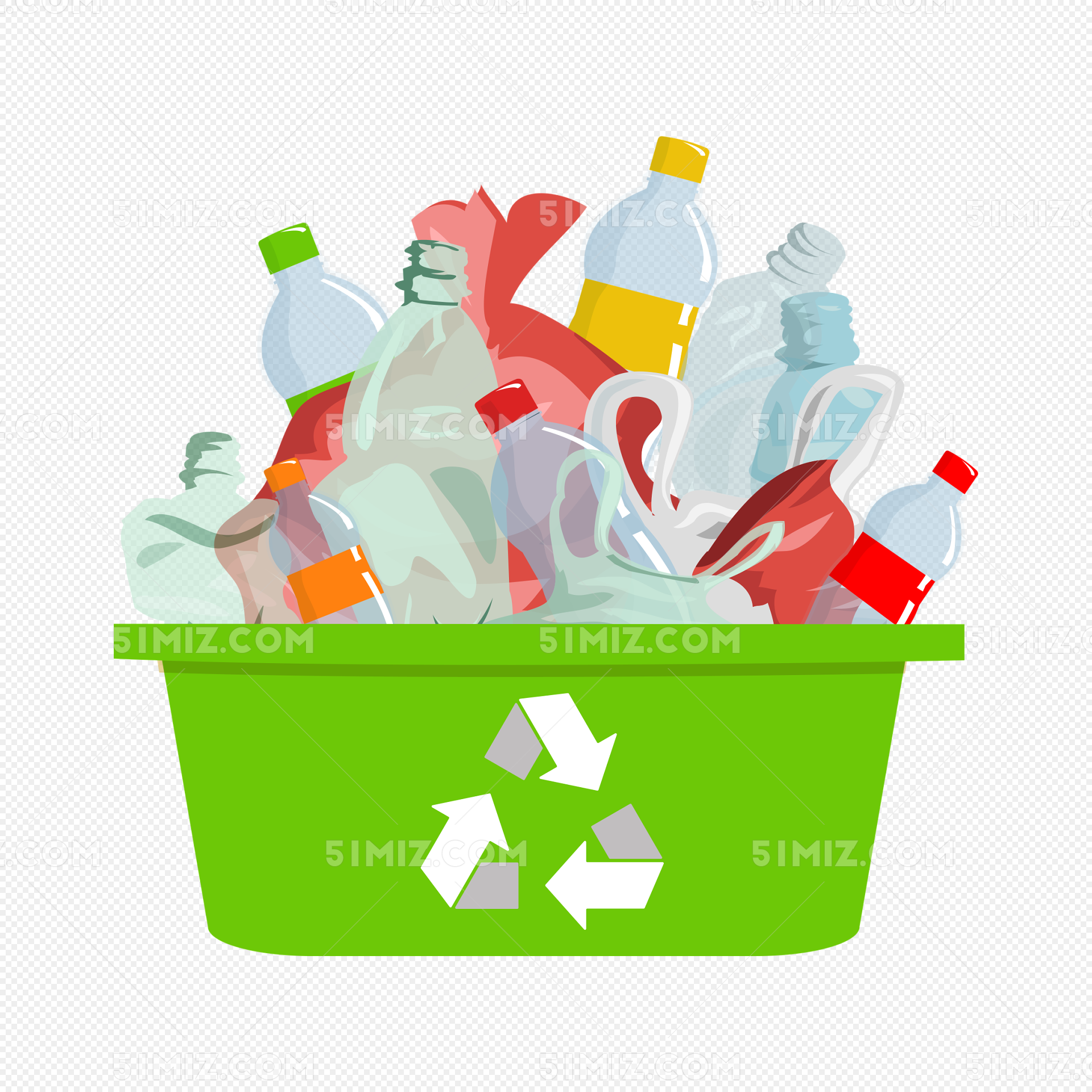环保垃圾分类标识可爱垃圾桶小人街头场景插画图片-千库网