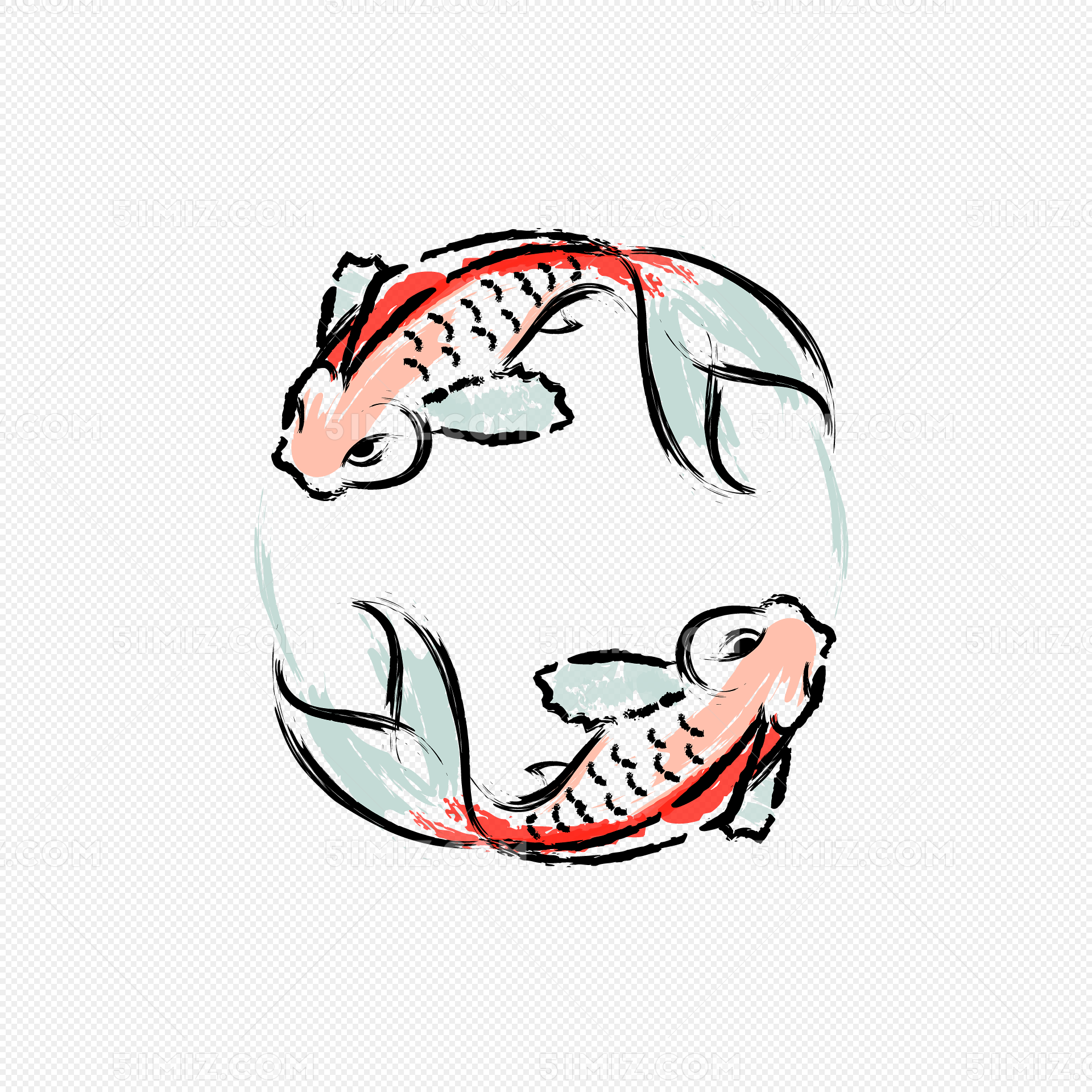 手绘日本鱼背景图片素材免费下载 觅知网