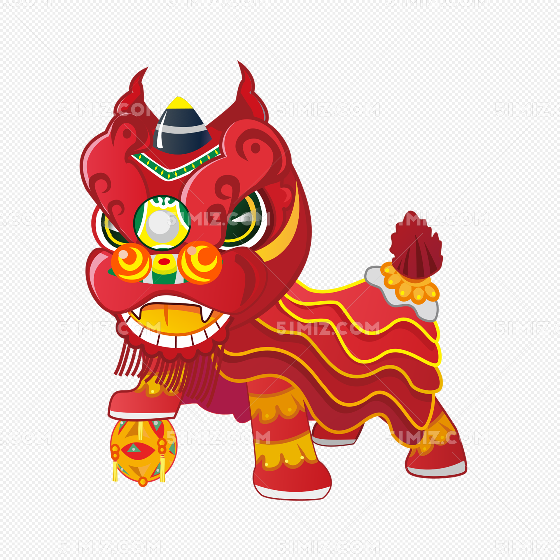 春节新年舞狮卡通图案图片素材免费下载 - 觅知网
