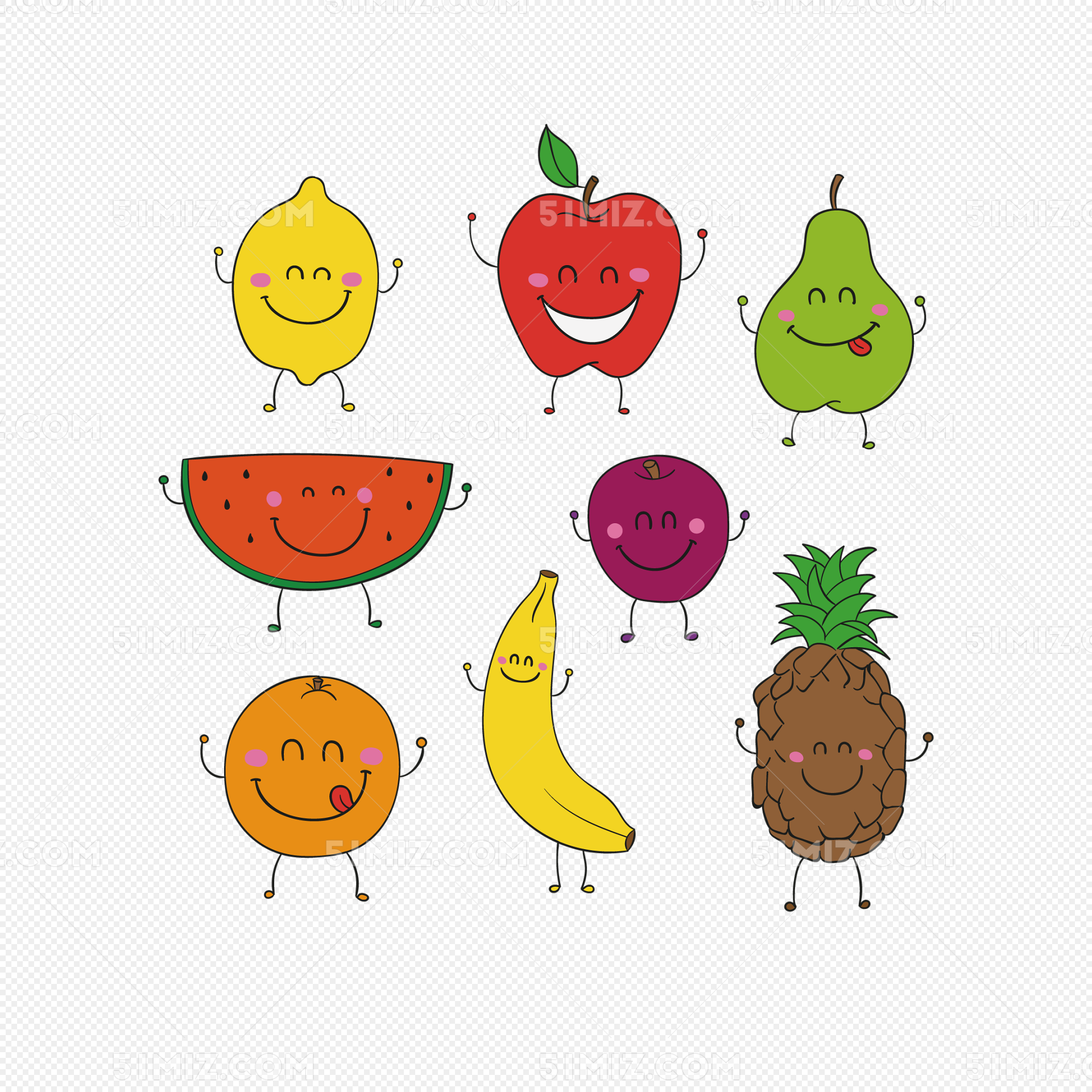蔬菜水果卡通形象素材免费下载 - 觅知网