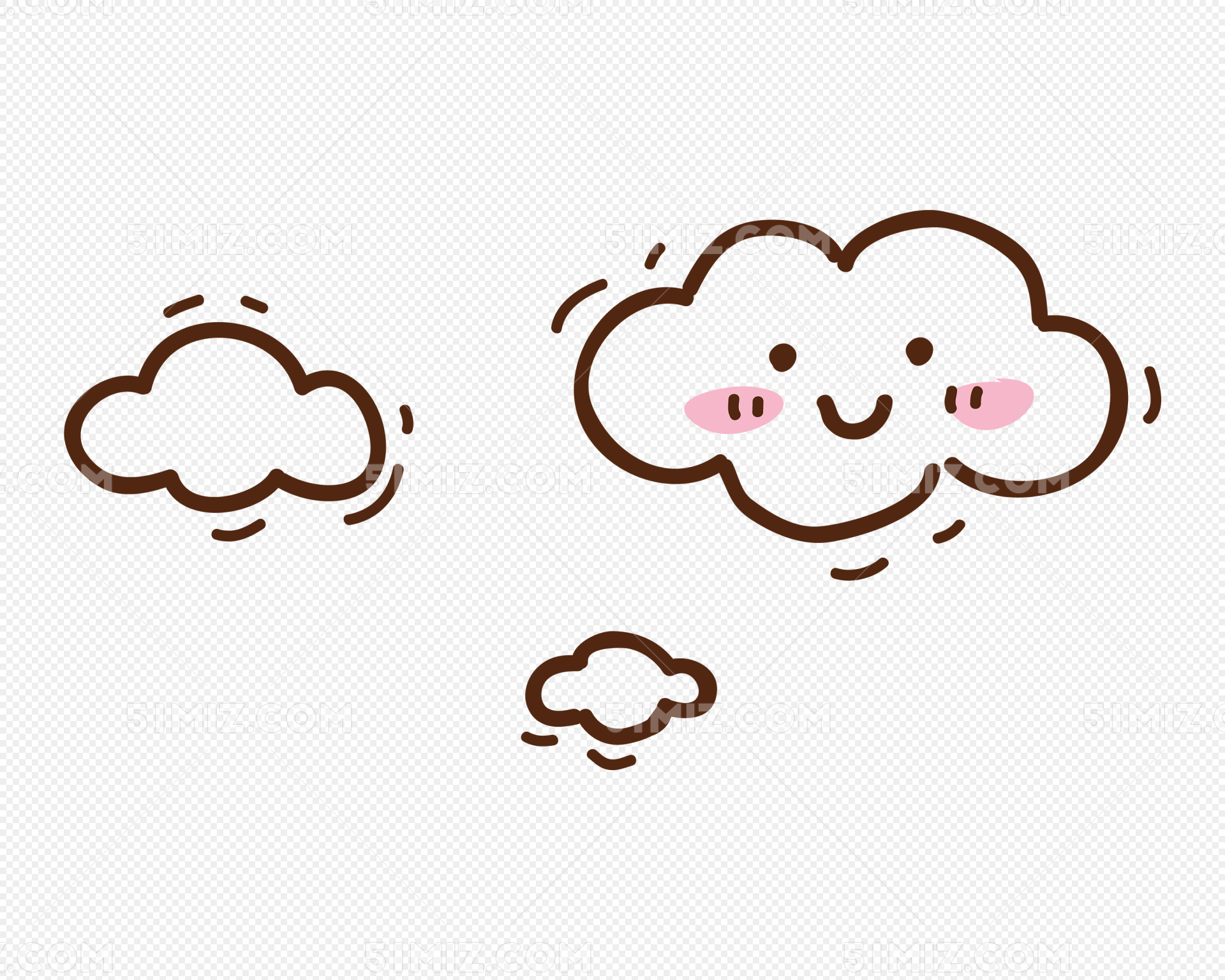卡通可爱有表情的白云手绘儿童画图片素材-编号35275175-图行天下