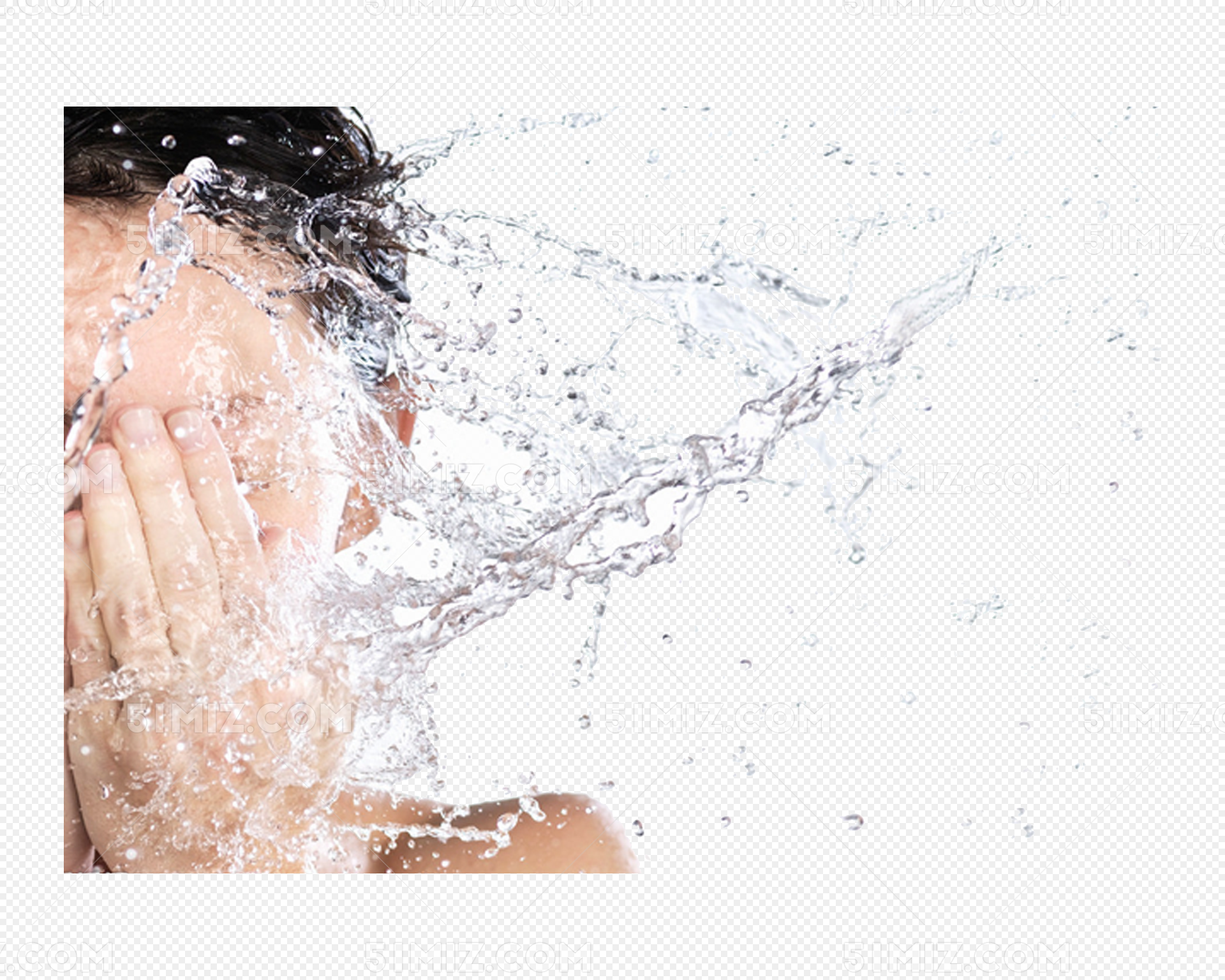 年轻女人洗脸高清摄影大图-千库网