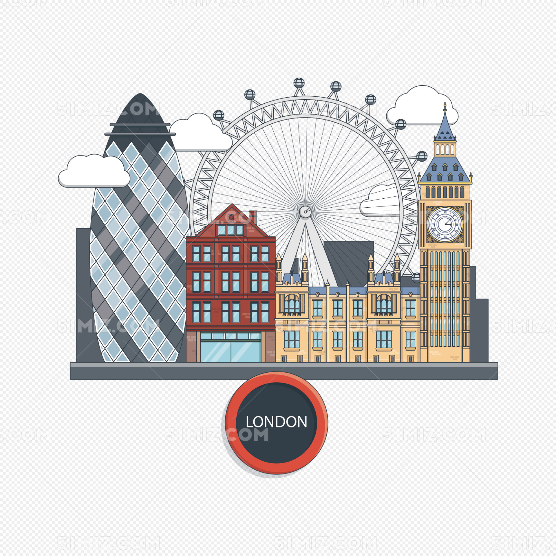 英国大不列颠伦敦城市地标旅游PNG建筑|插画|创作习作|自由C - 原创作品 - 站酷 (ZCOOL)