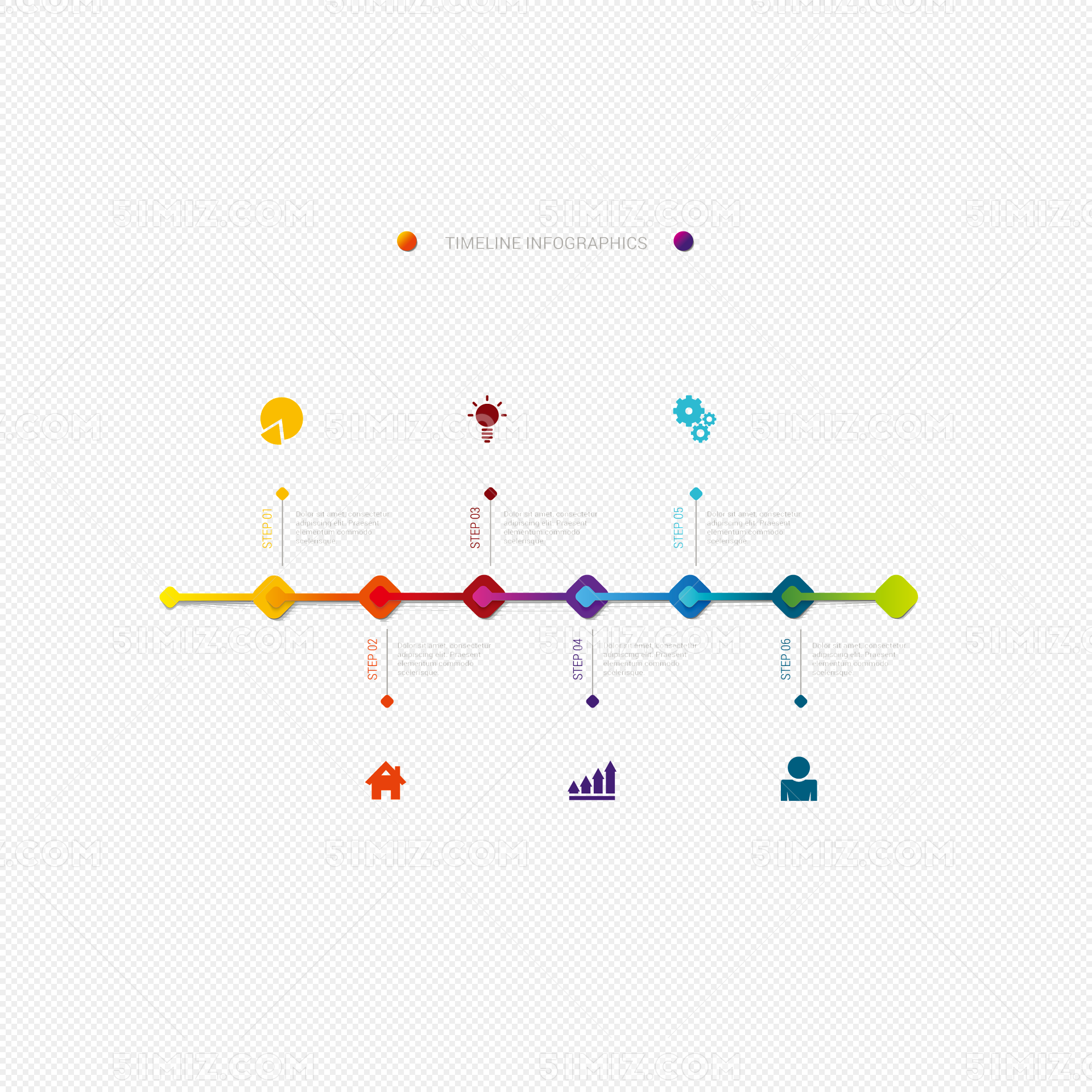 彩色圆圈时间轴图表图片素材免费下载 - 觅知网