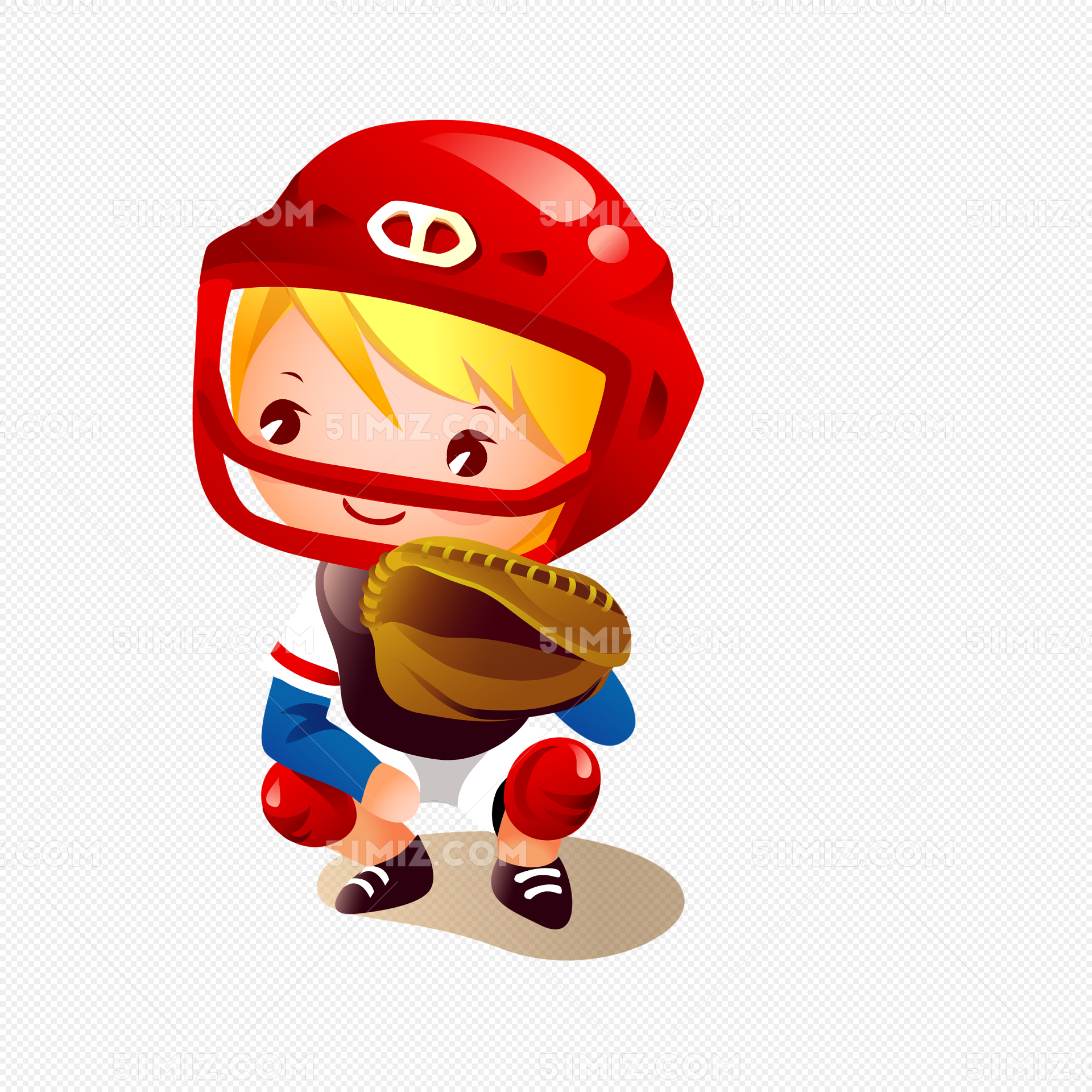 棒球运动员击球卡通插画矢量素材 cartoon baseball player hitting the ball – 设计小咖