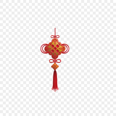 红色传统富贵中国结元素