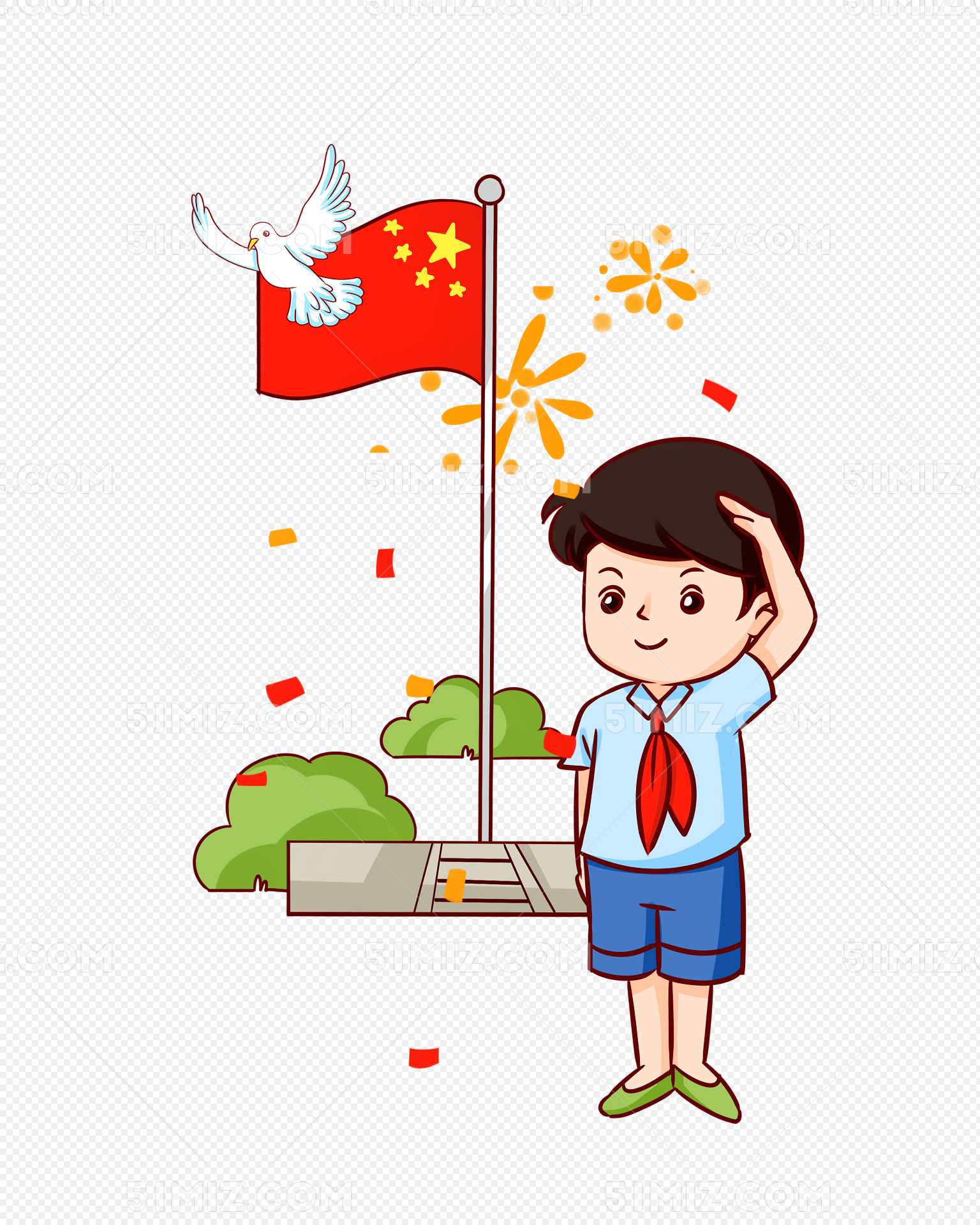 国庆节军人升旗仪式党插画图片-千库网