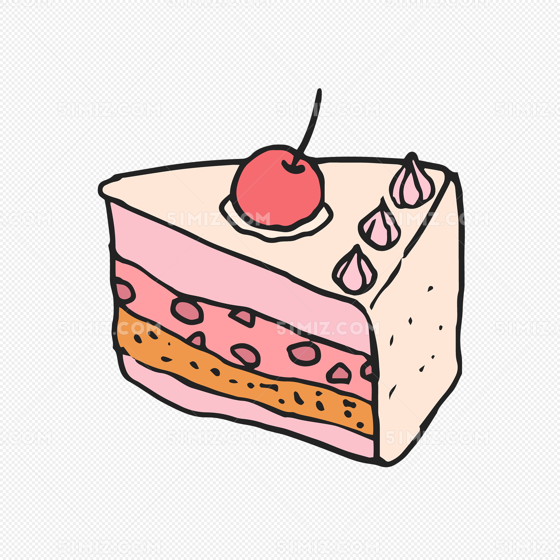 矢量手绘卡通生日蛋糕图片素材免费下载 - 觅知网