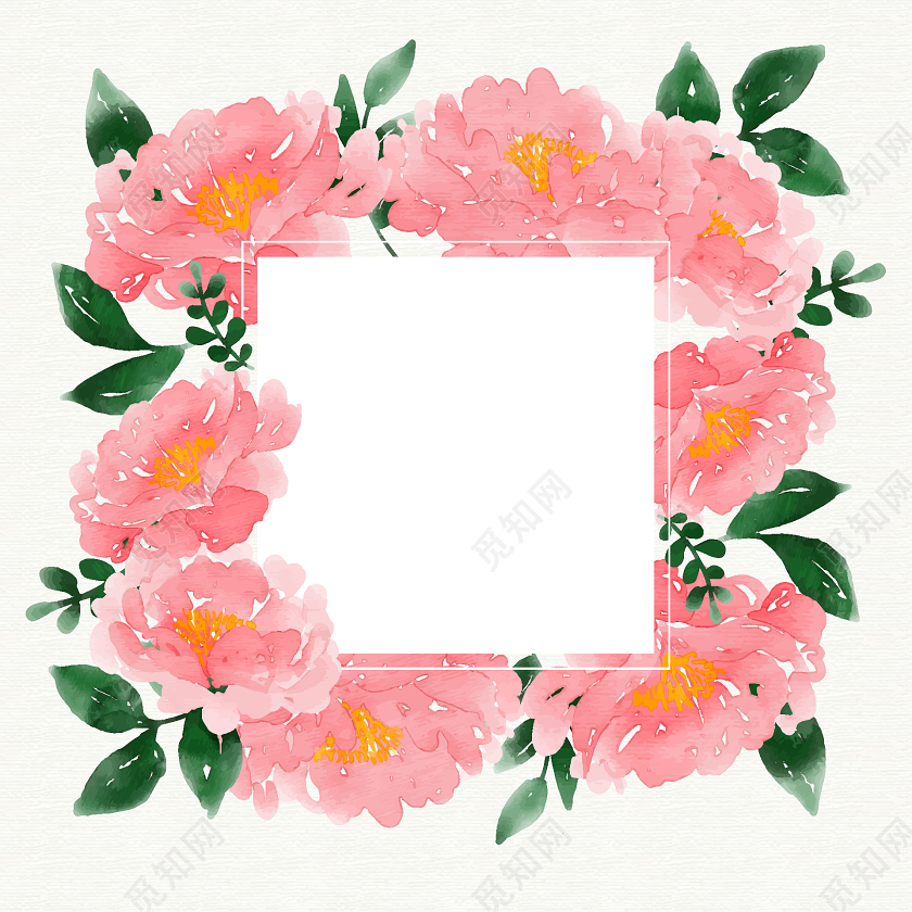 粉色水彩花边框装饰素材免费下载 觅知网