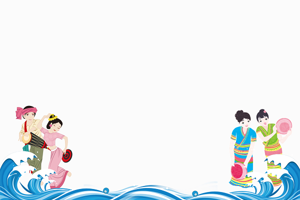 水花傣族男孩女孩庆祝泼水节