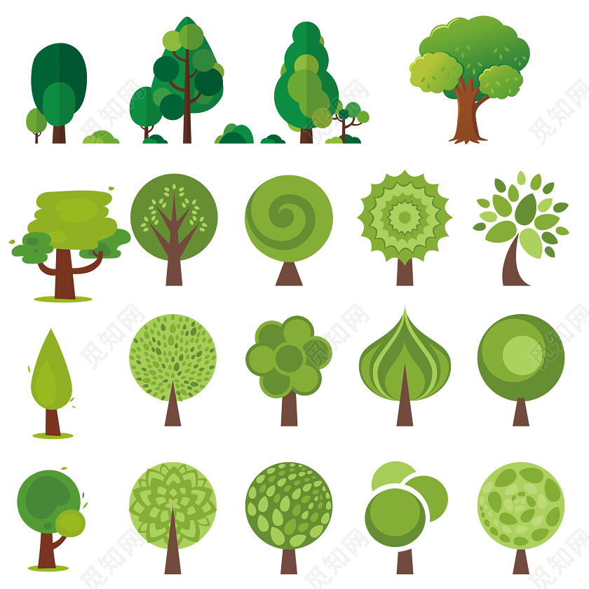 绿色树卡通风大自然植物png素材免费下载 觅知网