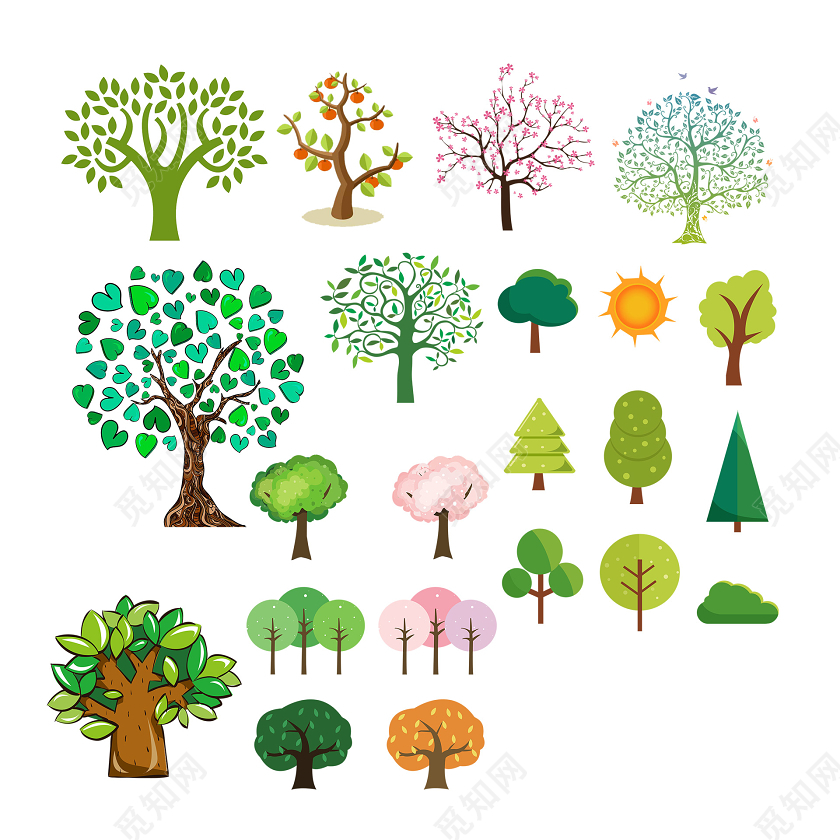 绿色树卡通风大自然植物png素材免费下载 觅知网