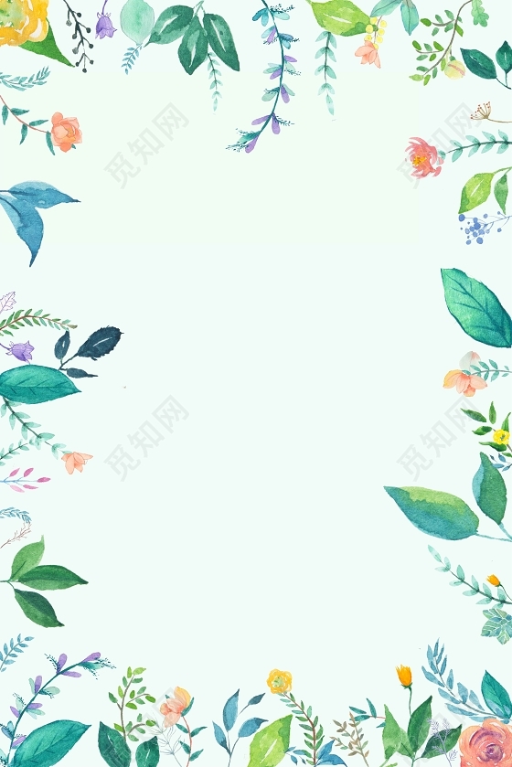 手绘蓝色花卉绿叶5月你好海报背景免费下载 觅知网