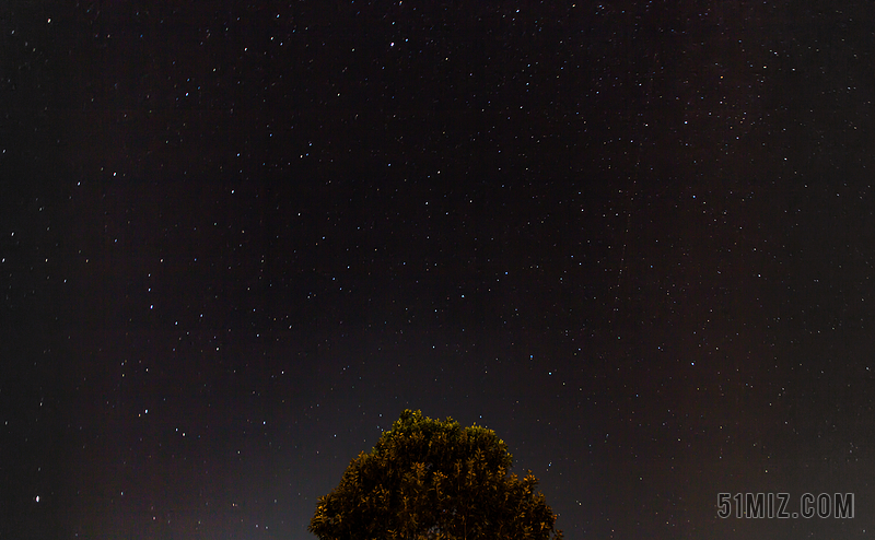 夜晚星空烂漫简约满天星绿树背景图片