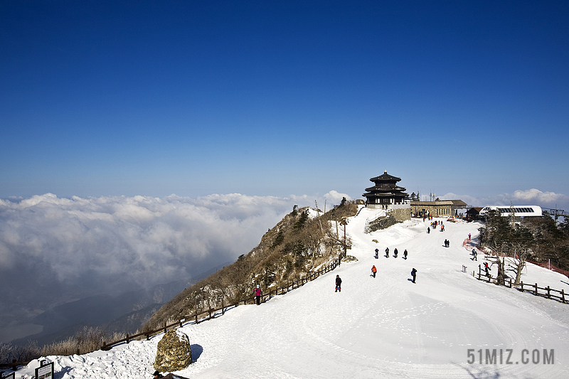 德裕seolcheonbong 雪 冬季 山 在寒冷中 白雪花